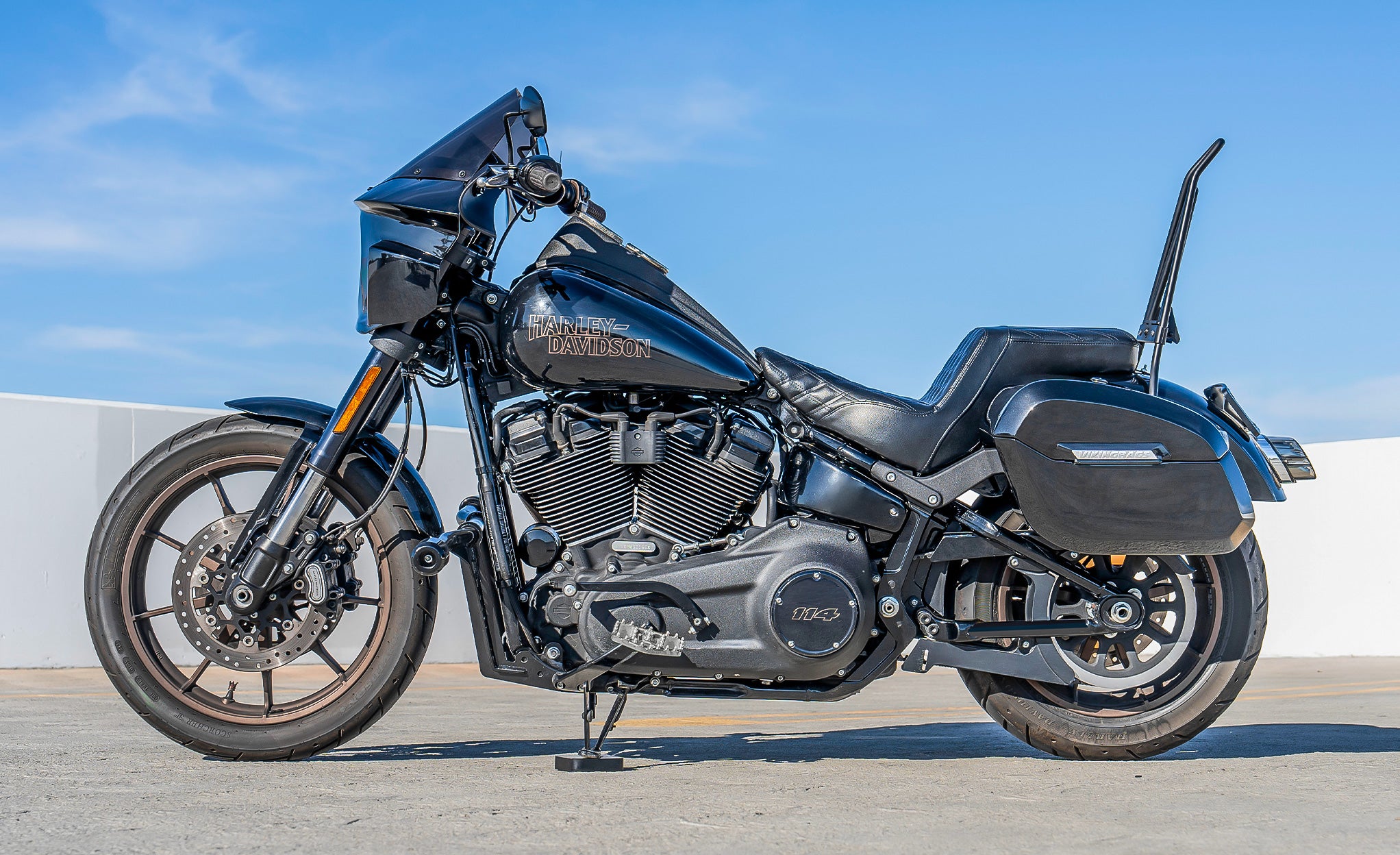 32L - Darkin Large Quick Mount Painted Hard Saddlebags for Harley Softail Low Rider S FXLRS Lifestyle @expand