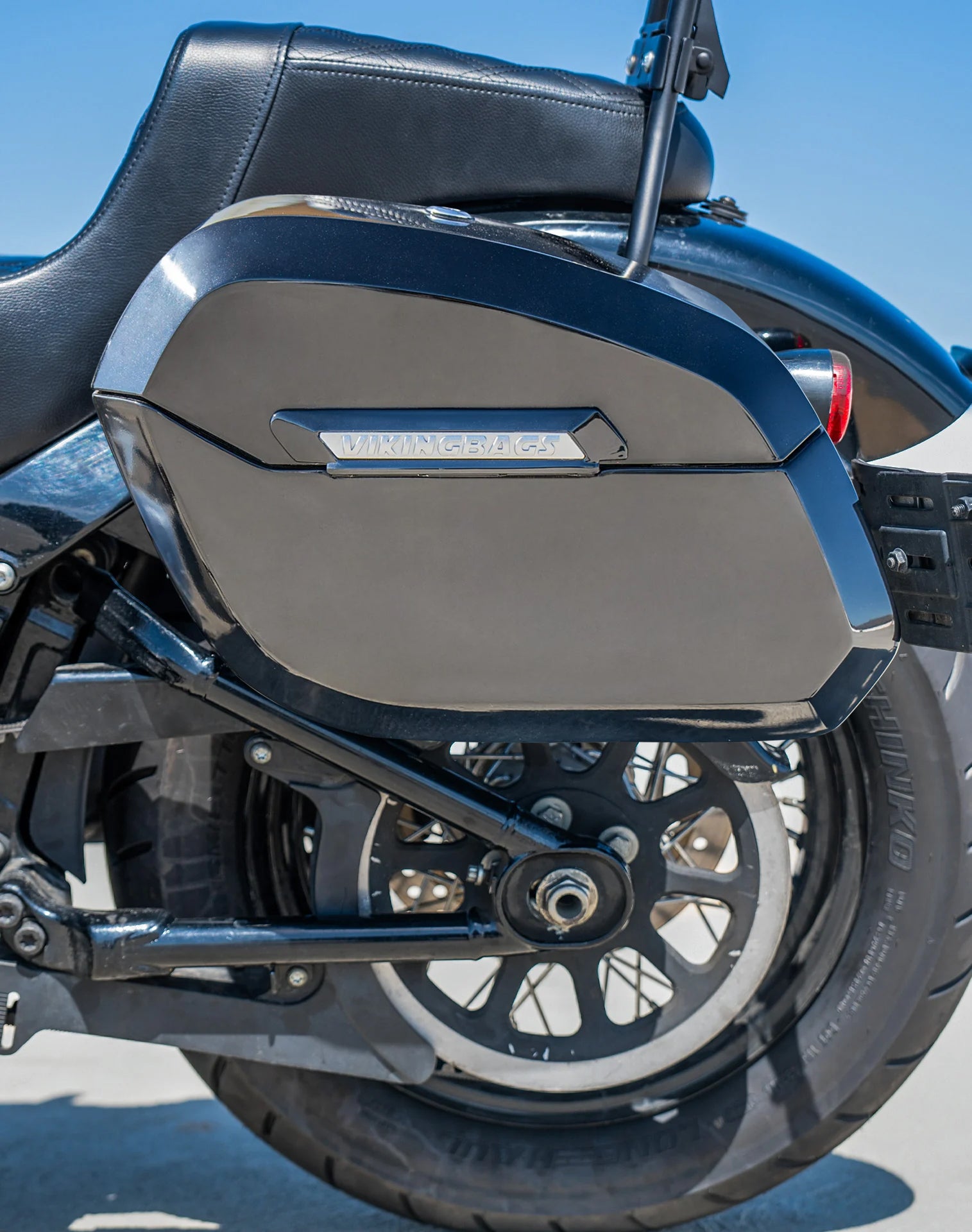 32L - Darkin Large Quick Mount Painted Hard Saddlebags for Harley Softail Street Bob FXBB/S Lifestyle