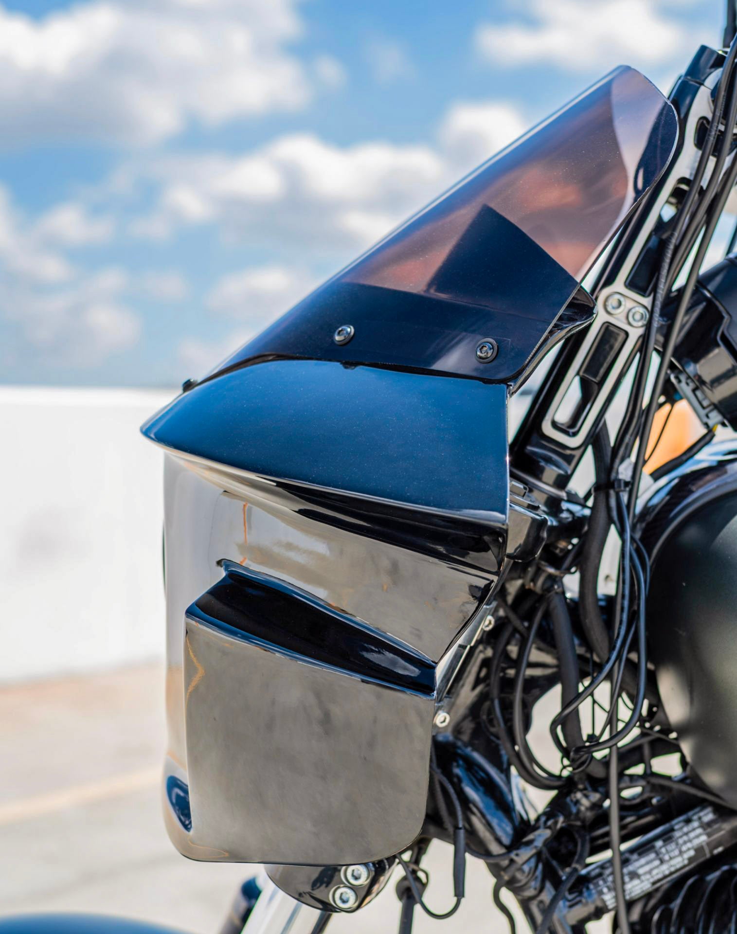 Viking Darkin Indian Chief Motorcycle Fairing Gloss Black Lifestyle Vertical