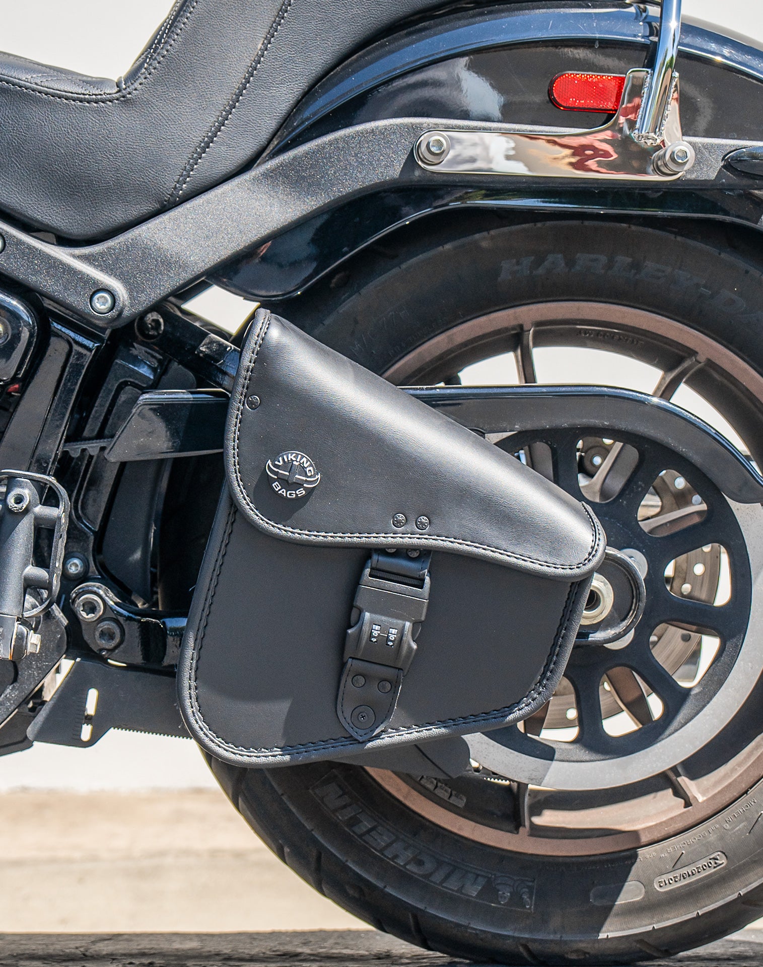 Viking Digilock Harley Davidson Softail Leather Motorcycle