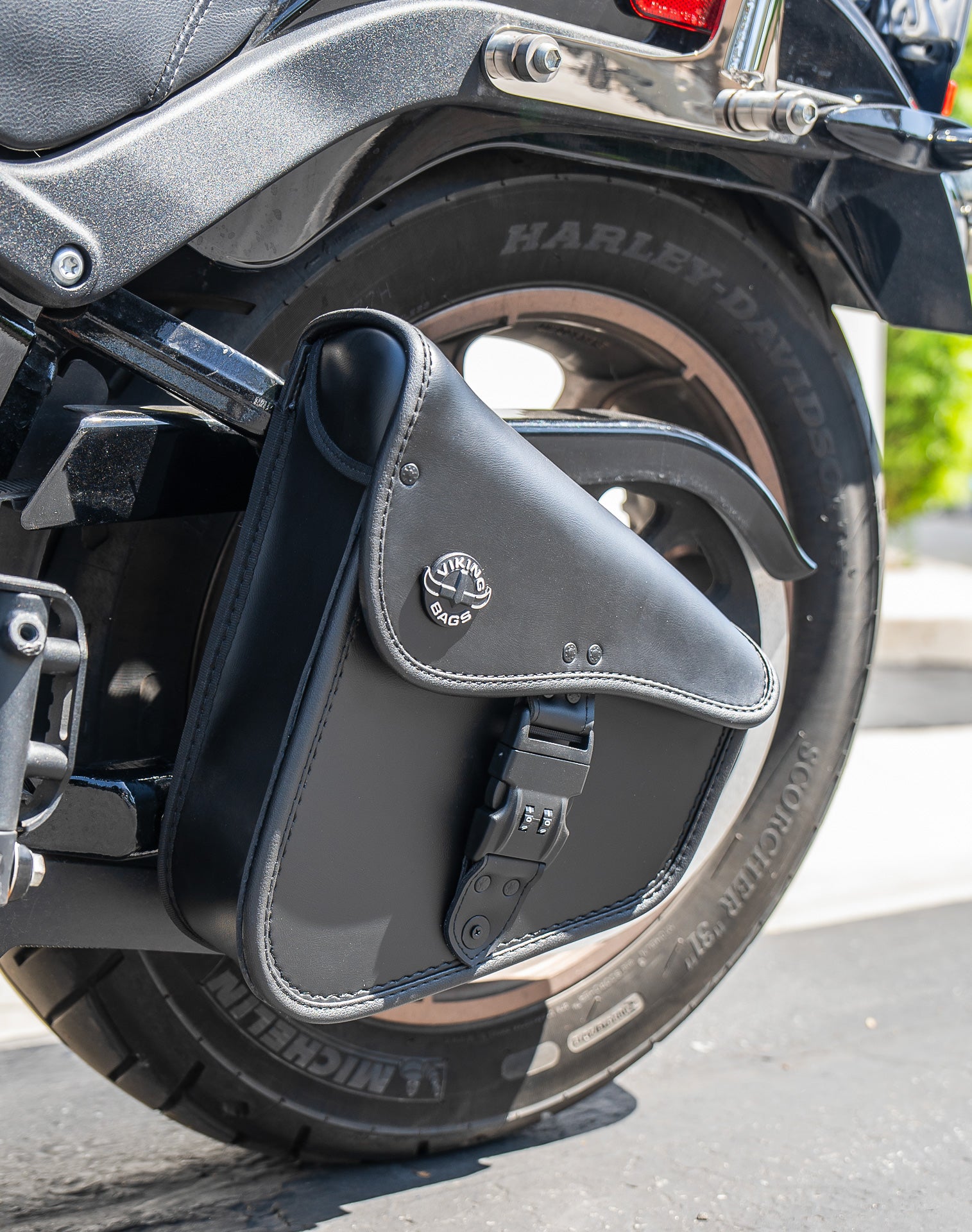 Viking Digilock Harley Davidson Softail Leather Motorcycle