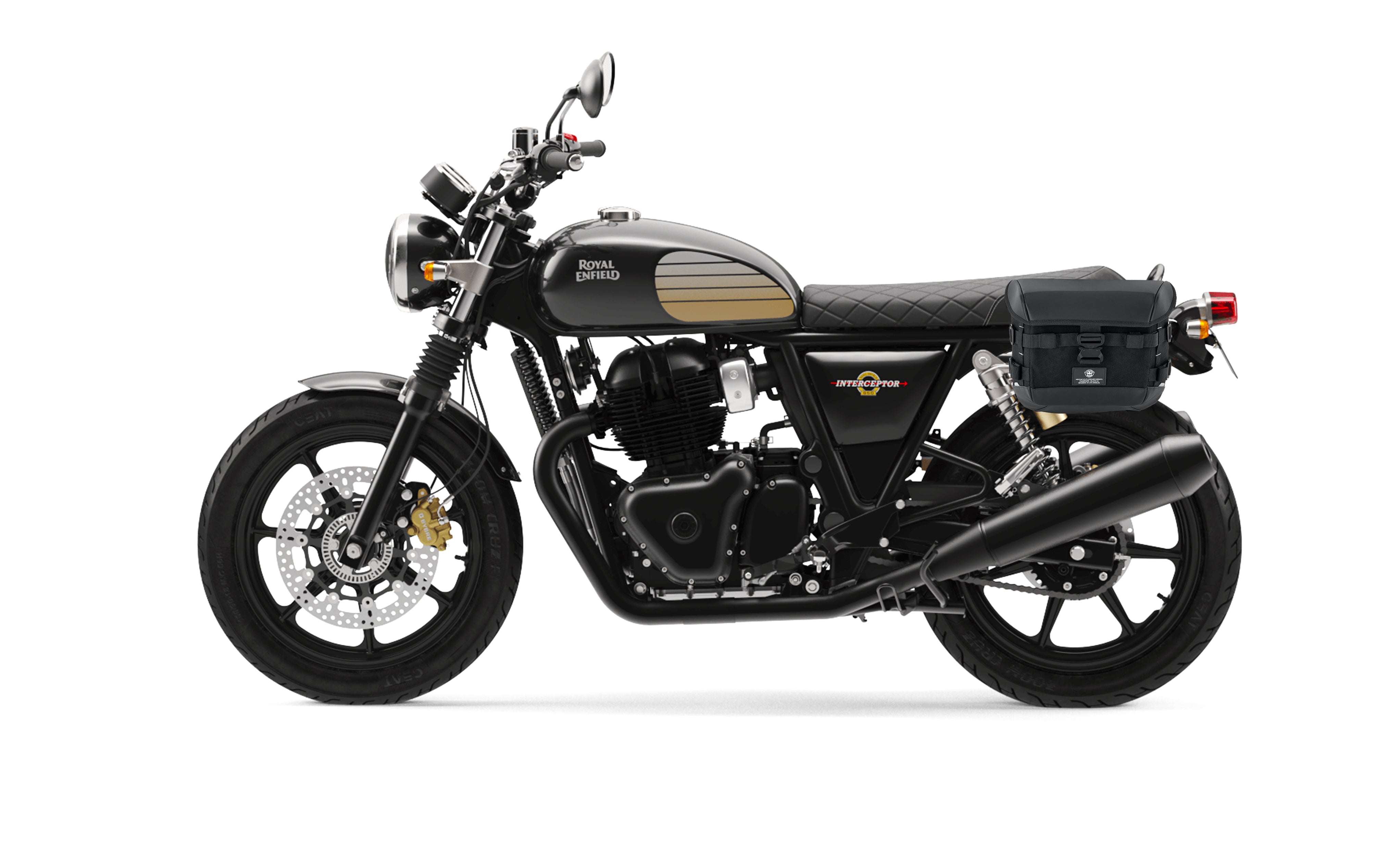 20L - Incognito Quick-Mount Small Royal Enfield Interceptor/Continental 650 (2018+) Saddlebags Bag on Bike @expand