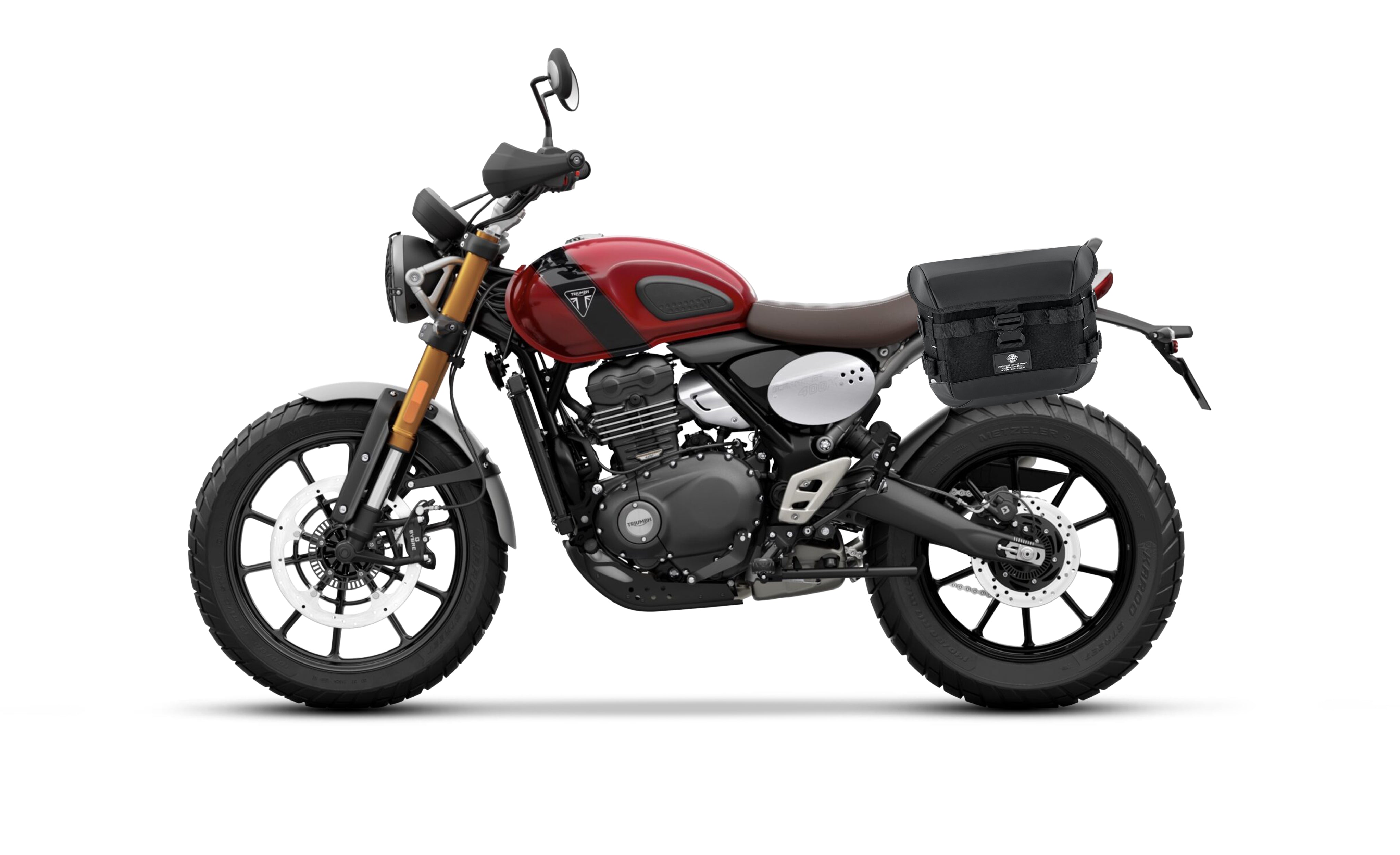 20L - Incognito Quick-Mount Small Triumph Scrambler 400 X Saddlebags Bag on Bike @expand
