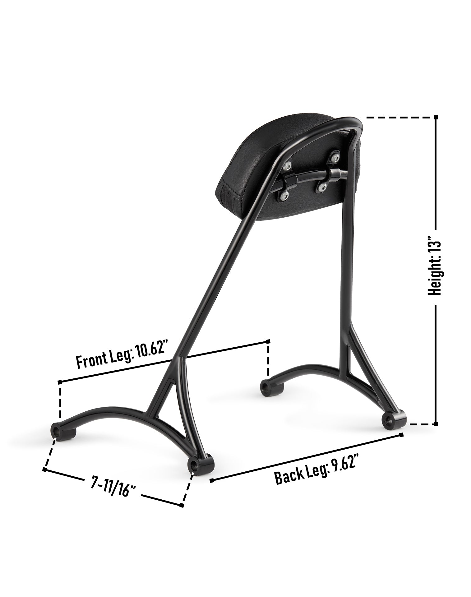 Viking Iron Born 13" Sissy Bar with Backrest Pad for Harley Sportster 1200 Low XL1200L Gloss Black Dimension