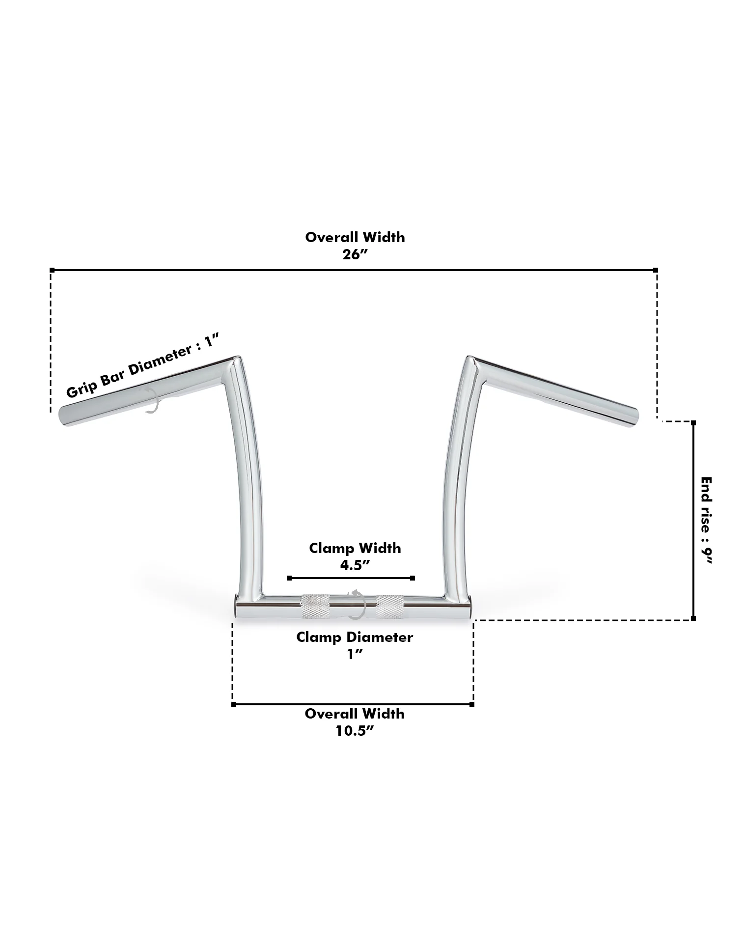 Viking Iron Born Chrome Harley Sportster 883 Custom XL883C 9 Inch