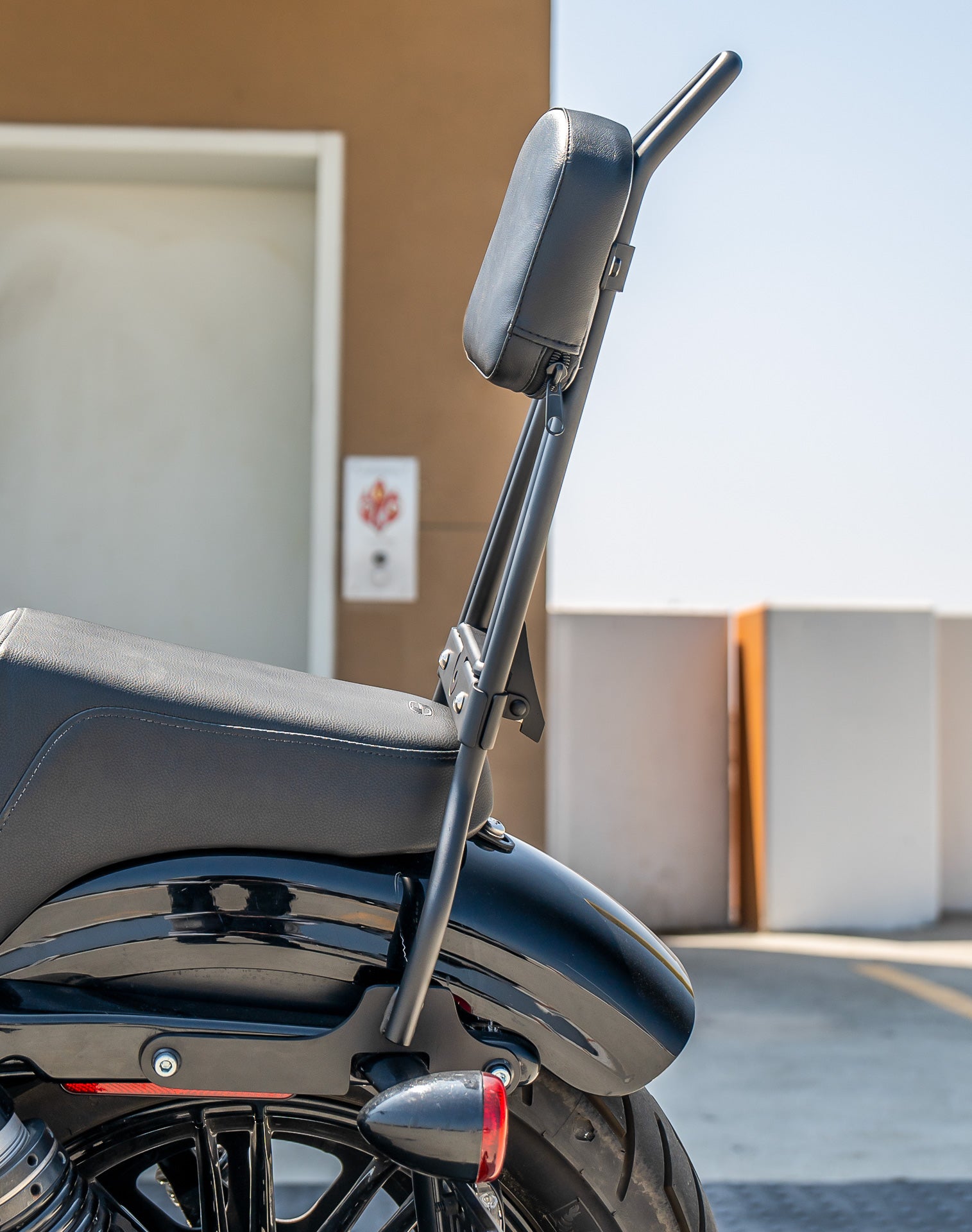 Viking Iron Born Plain Leather Short Motorcycle Backrest Pad for Indian Foldable Sissy Bar v2