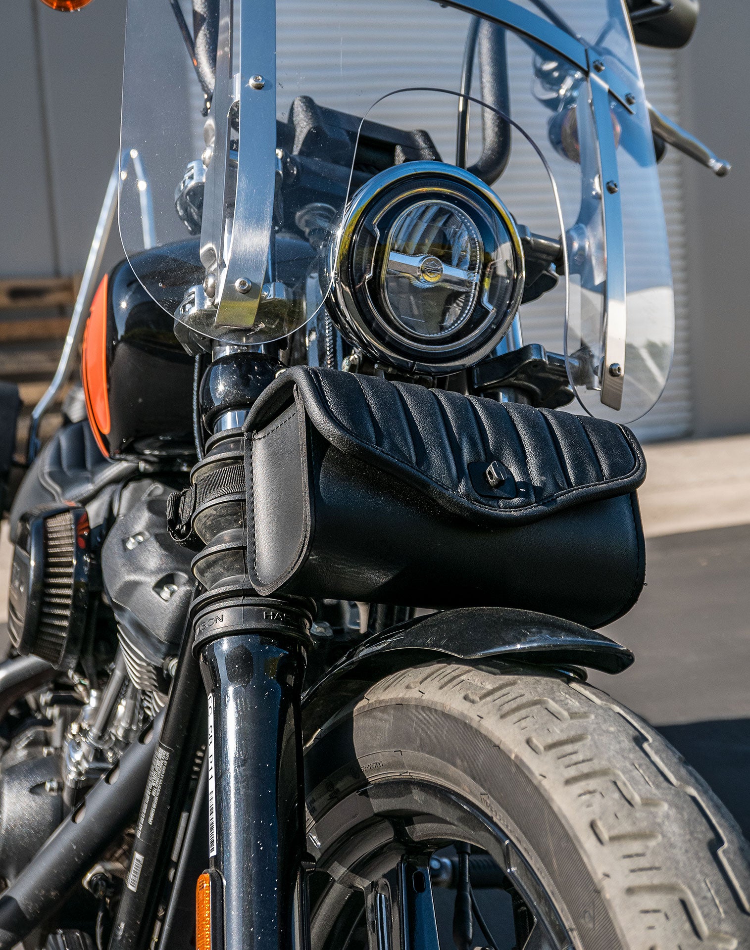 Viking Iron Born Vertical Stitch Suzuki Leather Motorcycle Handlebar Bag