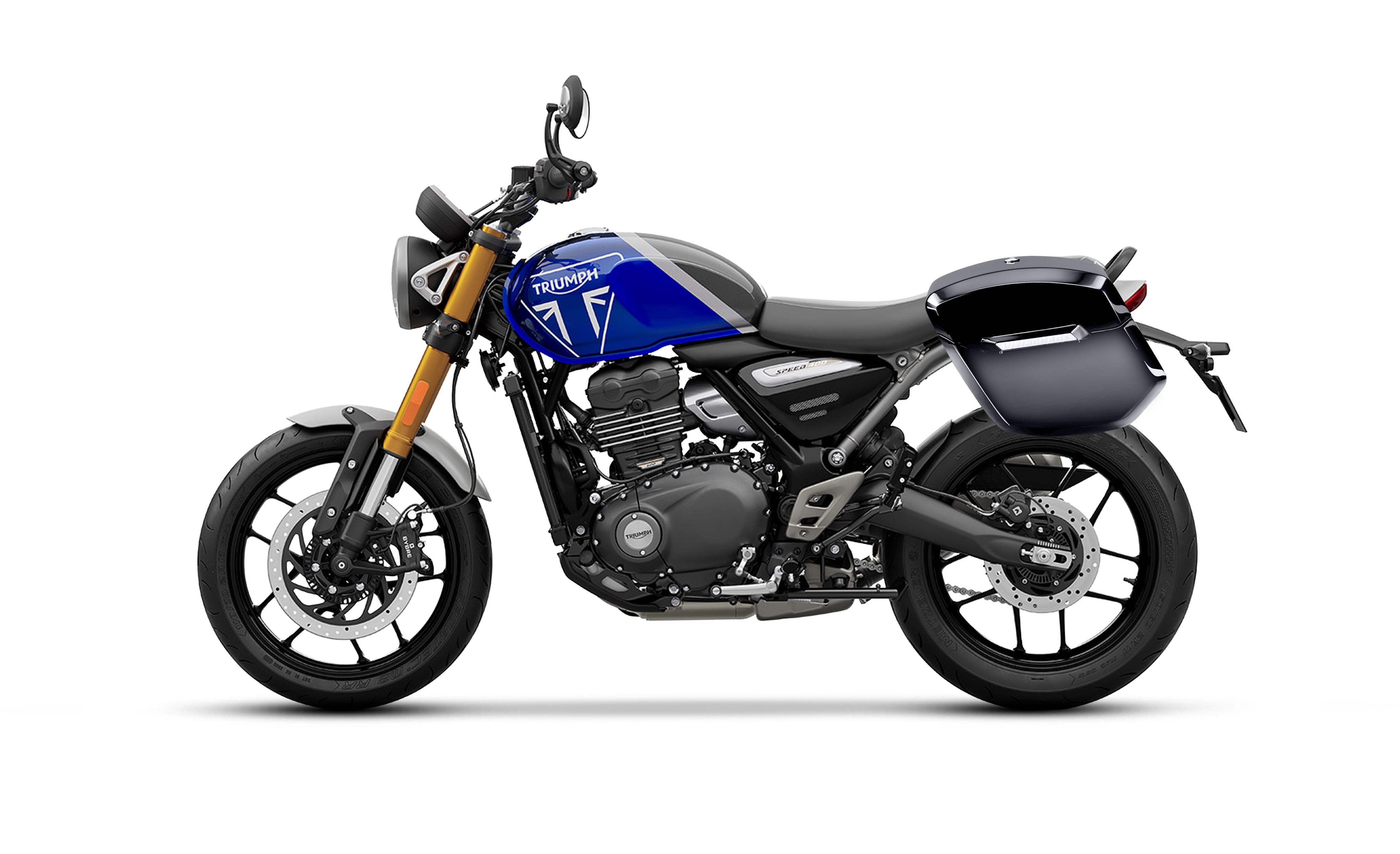 24L - Ironclad Quick-Mount Medium Triumph Speed 400 Painted Hard Saddlebags Bag on Bike @expand