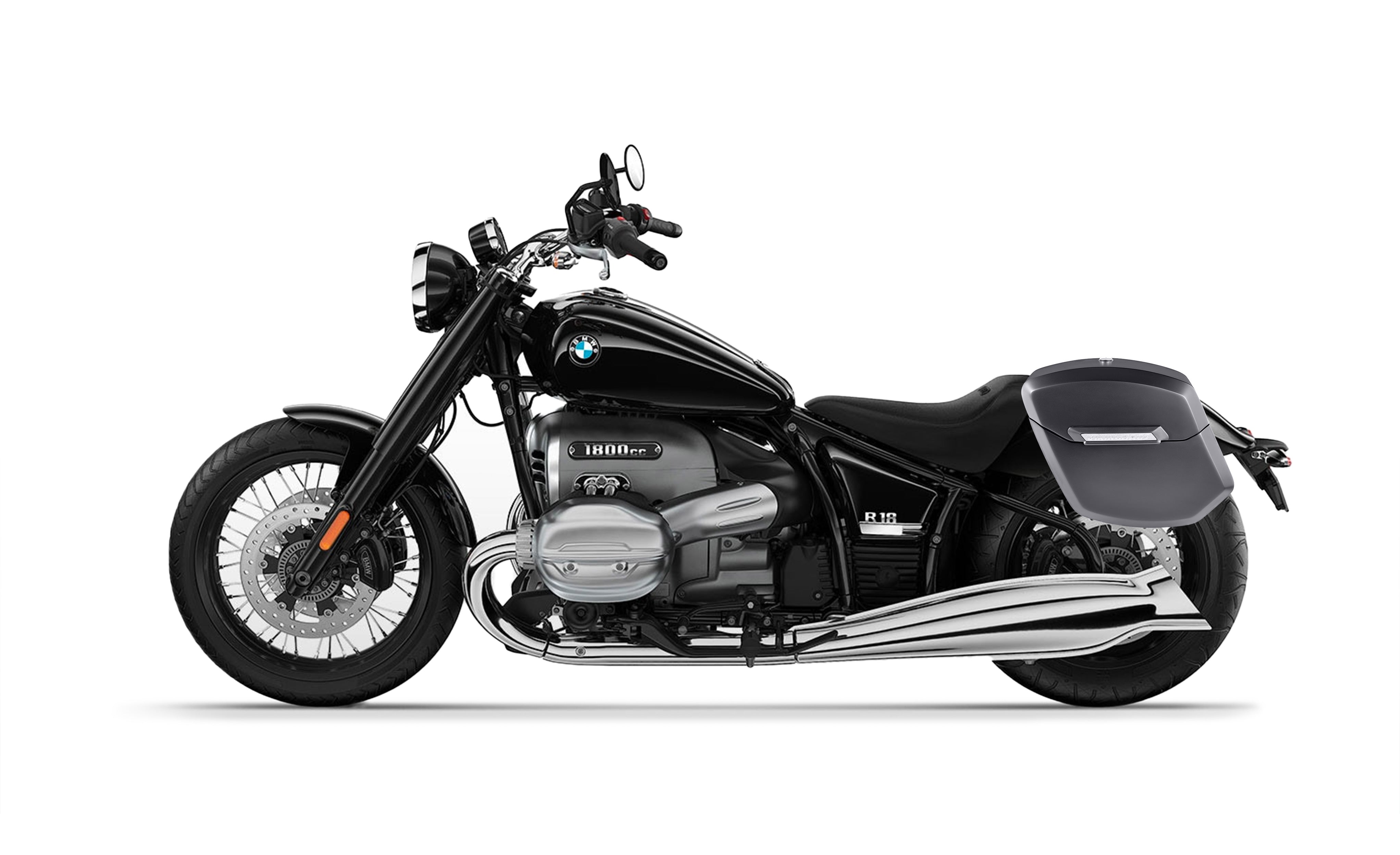 24L - Ironclad Quick-Mount Medium BMW R18 Matte Hard Saddlebags Bag on Bike @expand