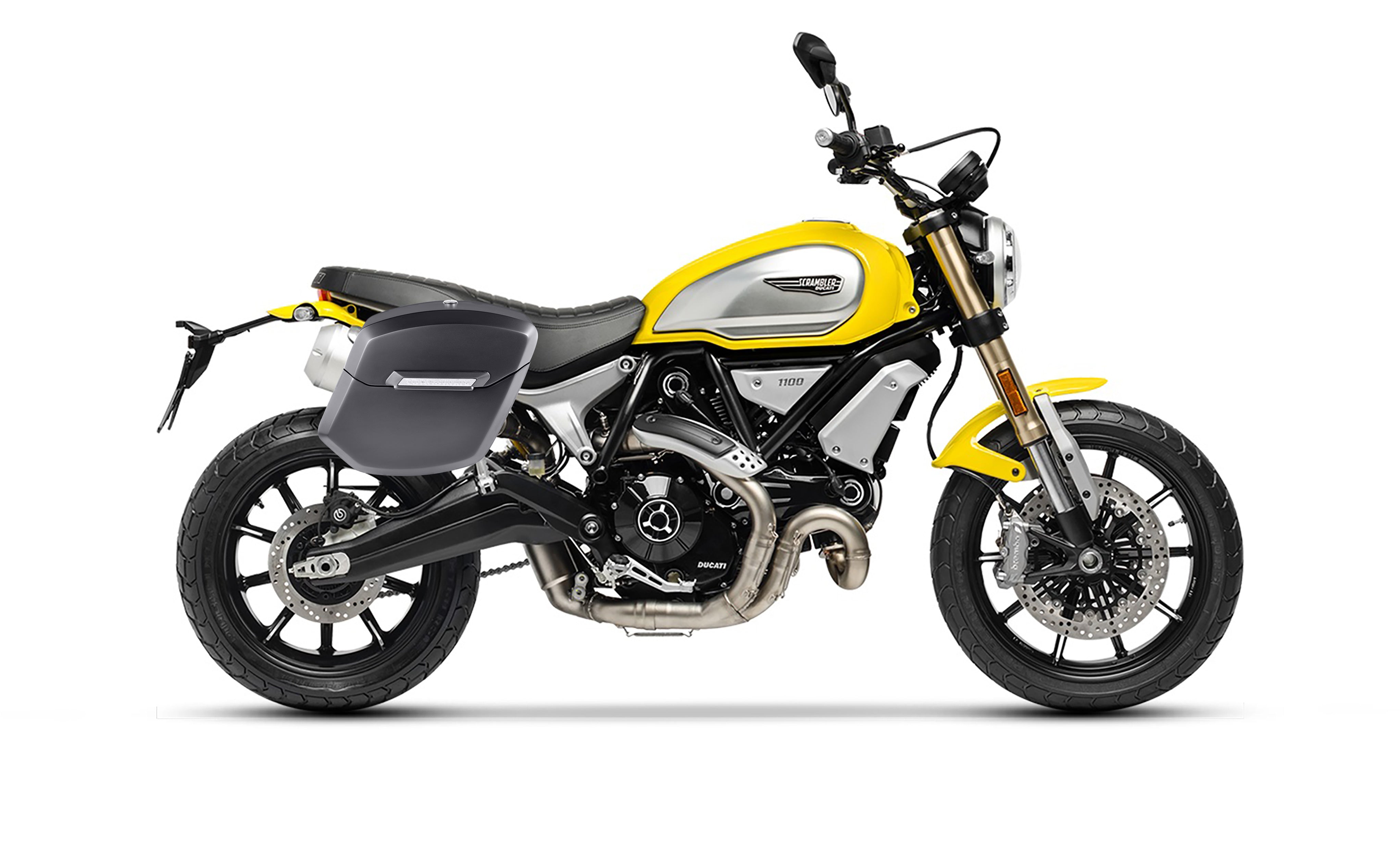 24L - Ironclad Quick-Mount Medium Ducati Scrambler 1100/Special/Sport Matte Hard Saddlebags Bag on Bike @expand