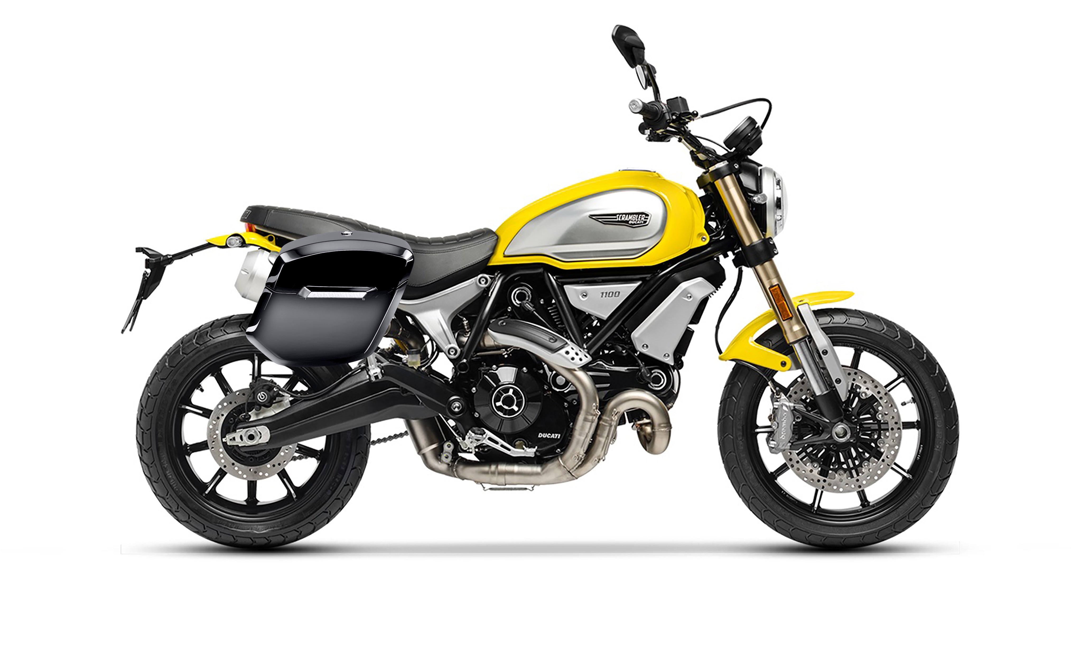 24L - Ironclad Quick-Mount Medium Ducati Scrambler 1100/Special/Sport Painted Hard Saddlebags Bag on Bike @expand