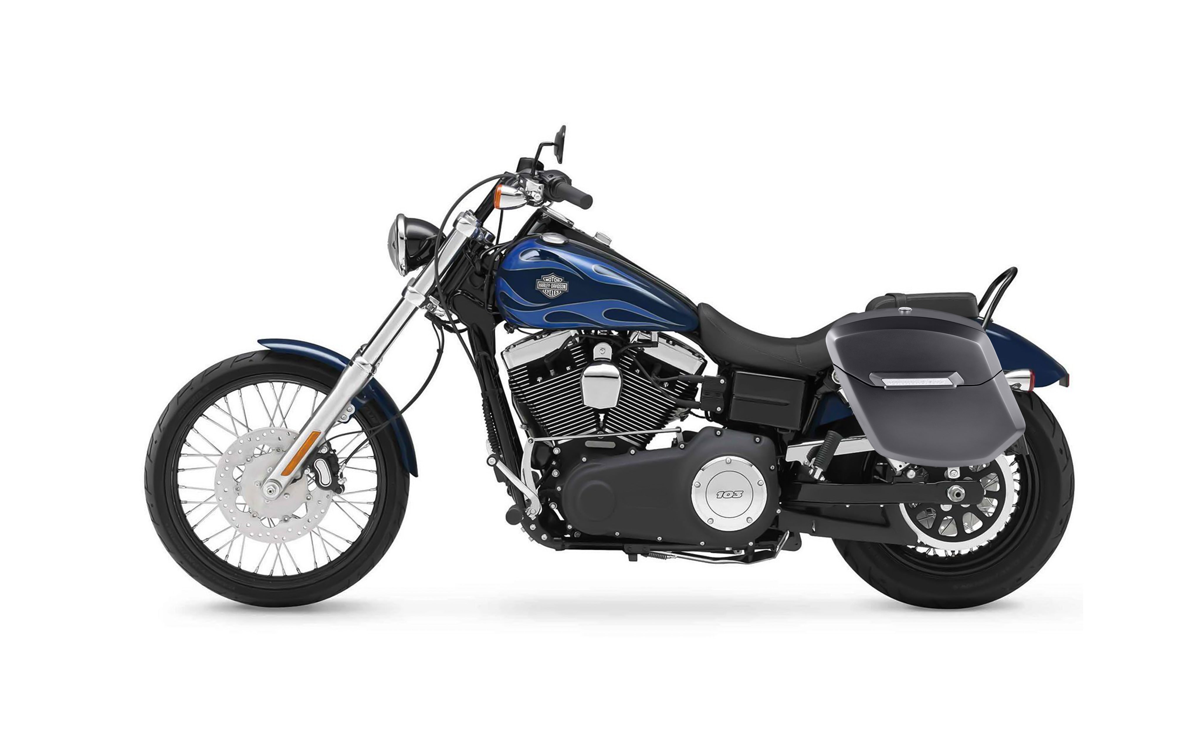 24L - Ironclad Quick-Mount Medium Harley Dyna Wide Glide FXDWG Matte Hard Saddlebags Bag on Bike @expand