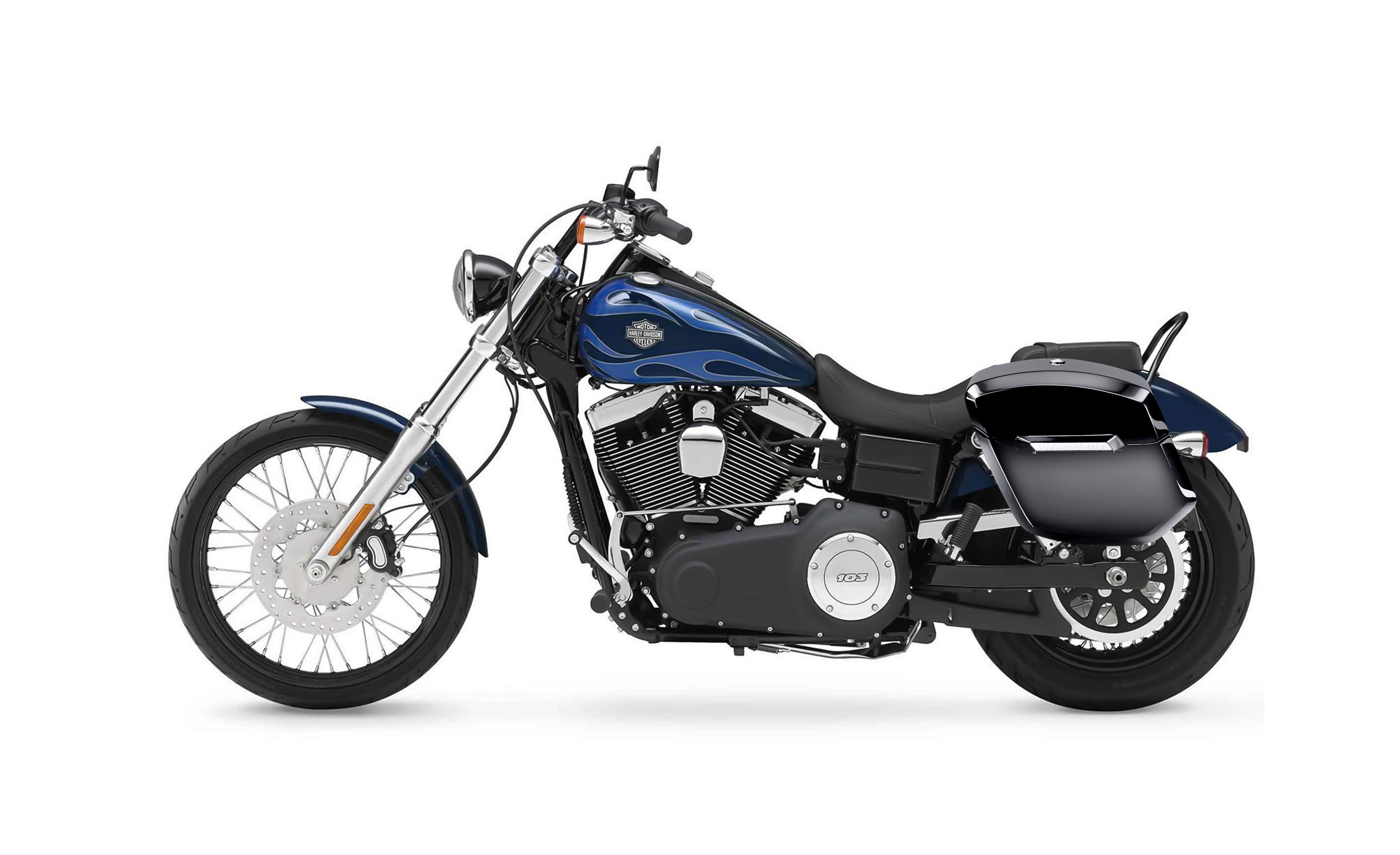 24L - Ironclad Quick-Mount Medium Harley Dyna Wide Glide FXDWG Painted Hard Saddlebags Bag on Bike @expand