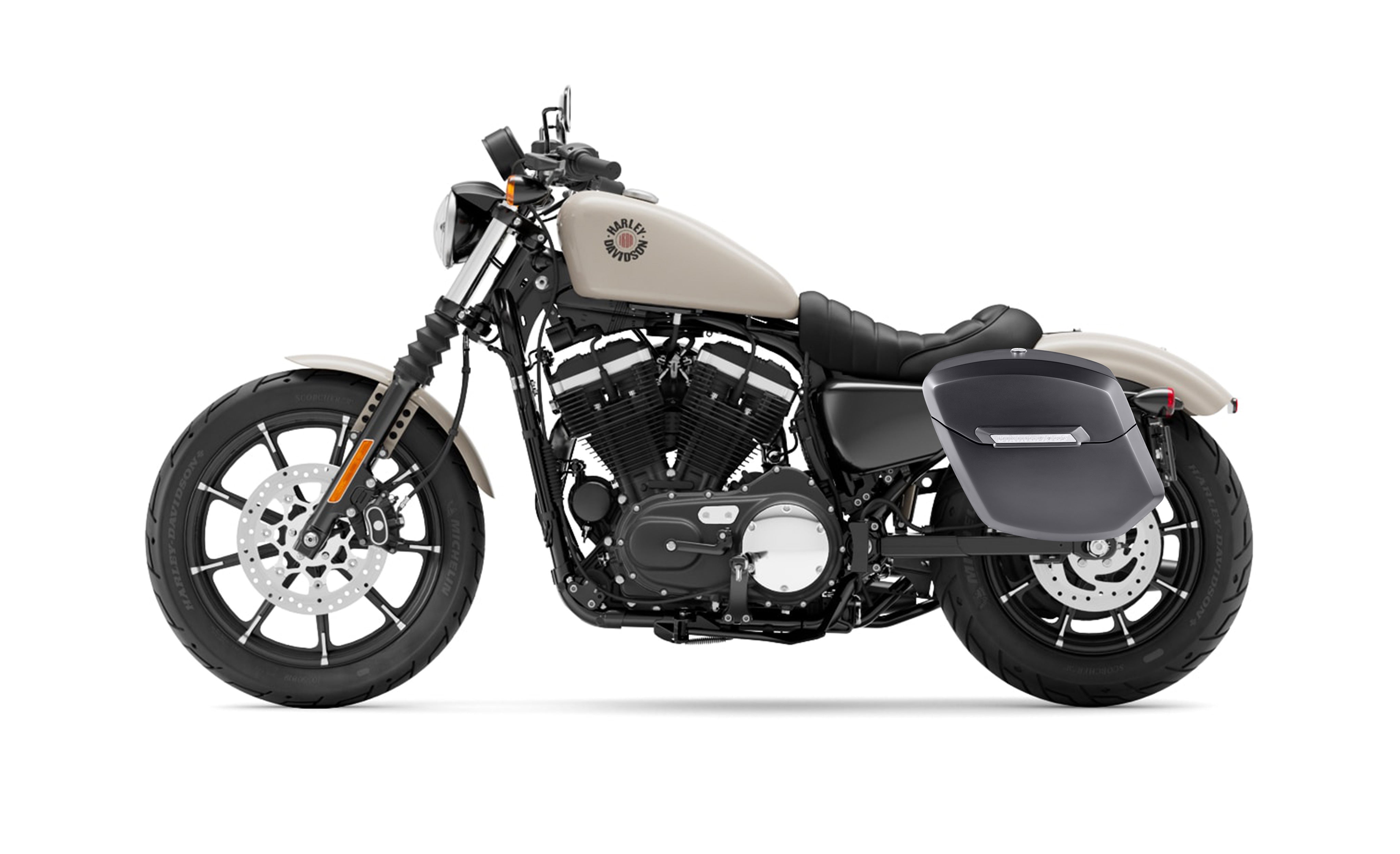 24L - Ironclad Quick-Mount Medium Harley Sportster 883 Iron XL883N Matte Hard Saddlebags Bag on Bike @expand