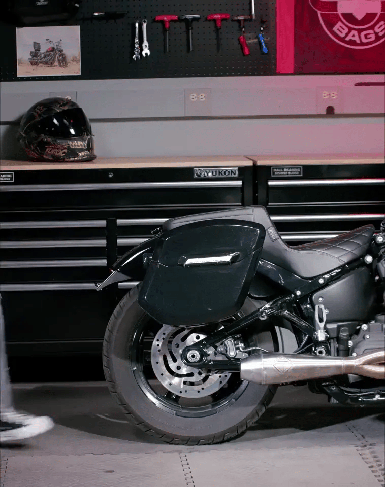 24L - Ironclad Quick-Mount Medium Harley Sportster Nightster RH975/S Painted Hard Saddlebags GIF