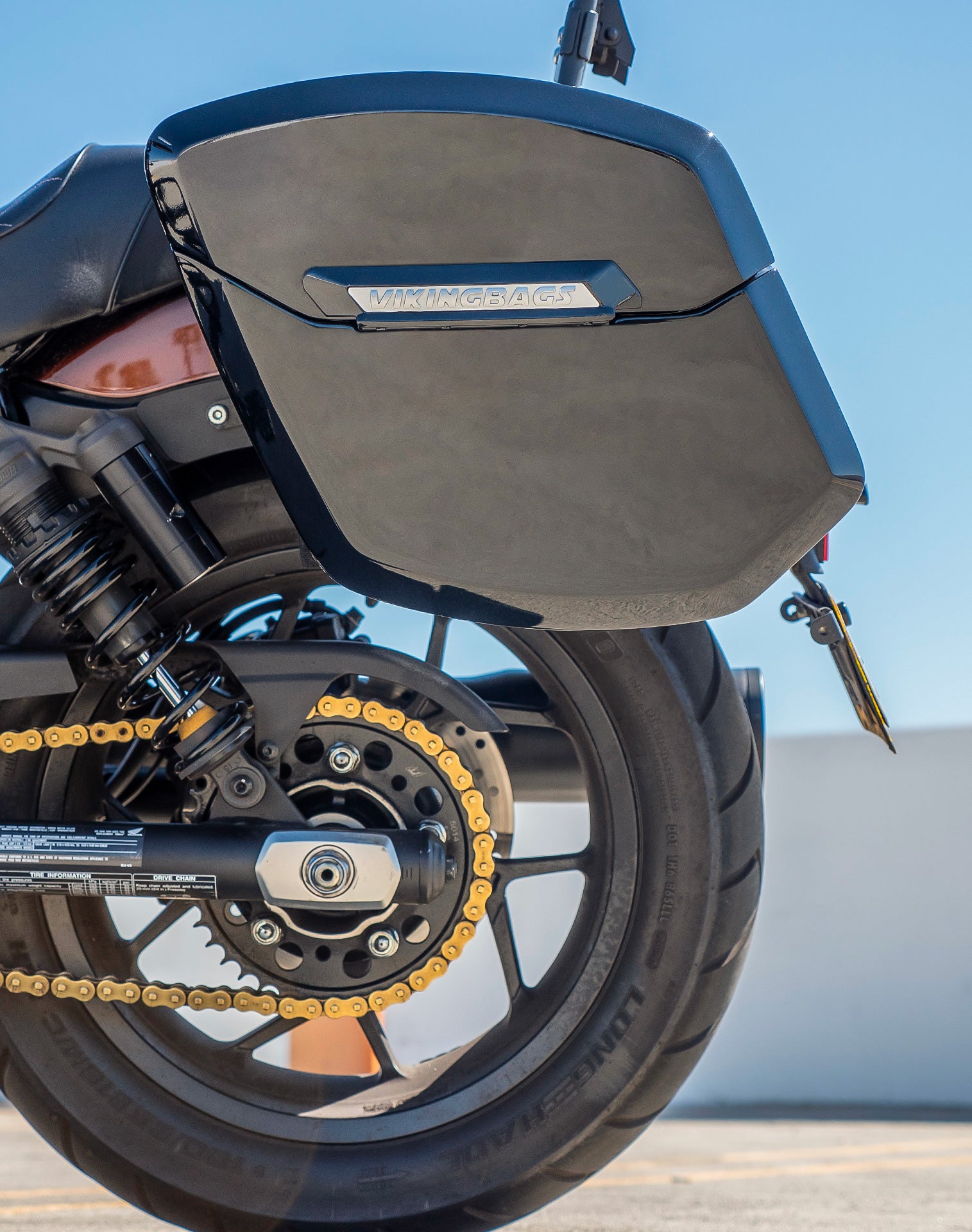 24L - Ironclad Quick-Mount Medium Honda Rebel 1100 Painted Hard Saddlebags Life style 2