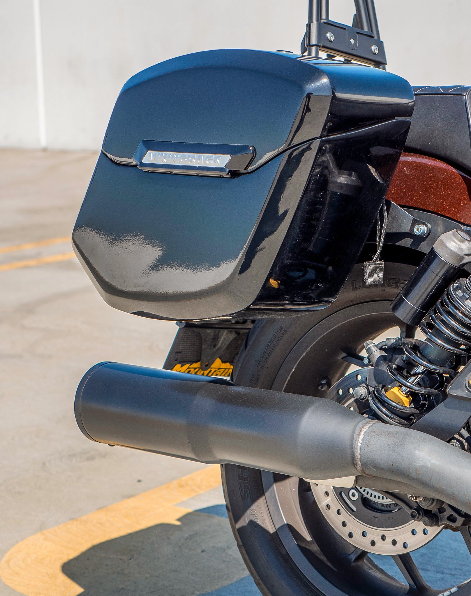 24L - Ironclad Quick-Mount Medium Honda Rebel 1100 Painted Hard Saddlebags Life style 3