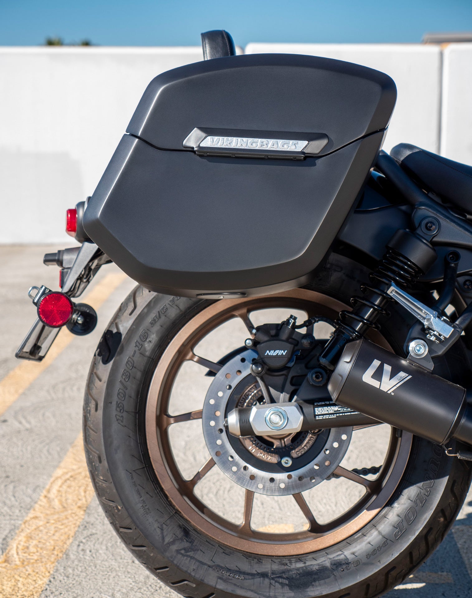 24L - Ironclad Quick-Mount Medium Honda Rebel 300 Matte Hard Saddlebags Life style 2