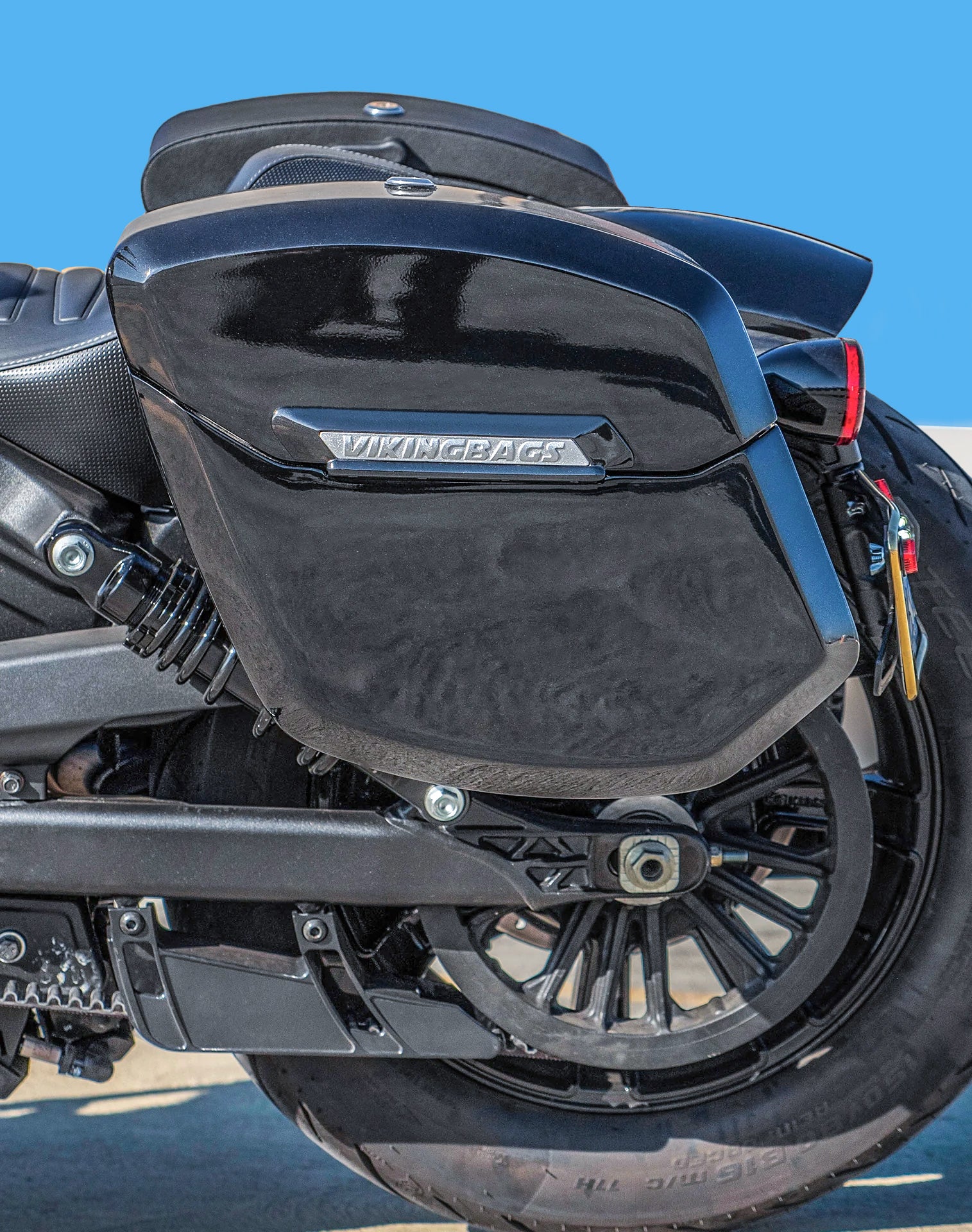 24L - Ironclad Quick-Mount Medium Indian Scout Rogue Sixty Painted Hard Saddlebags Vertical Lifestyle