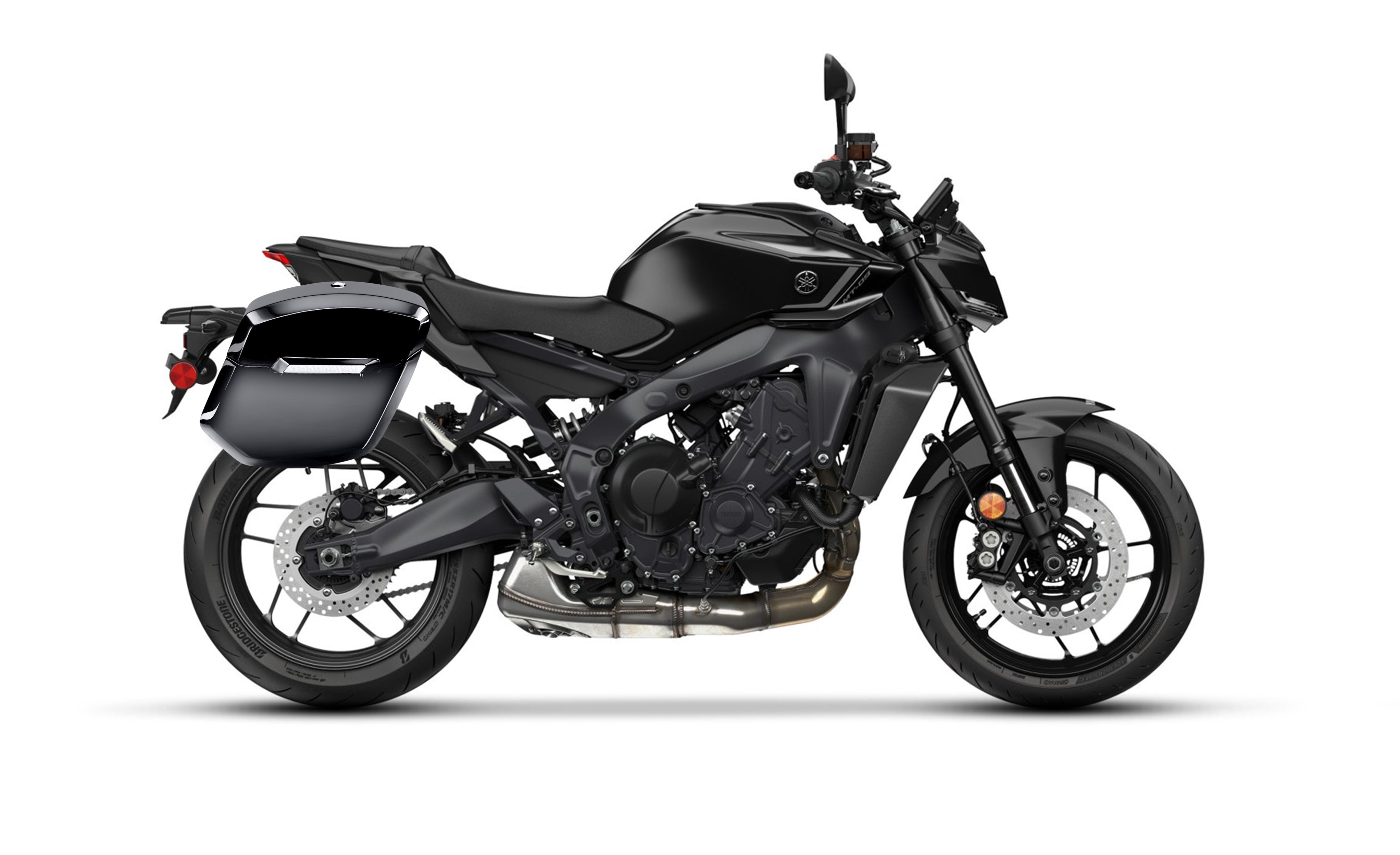 24L - Ironclad Quick-Mount Medium Yamaha MT-09 Painted Hard Saddlebags Bag on Bike @expand