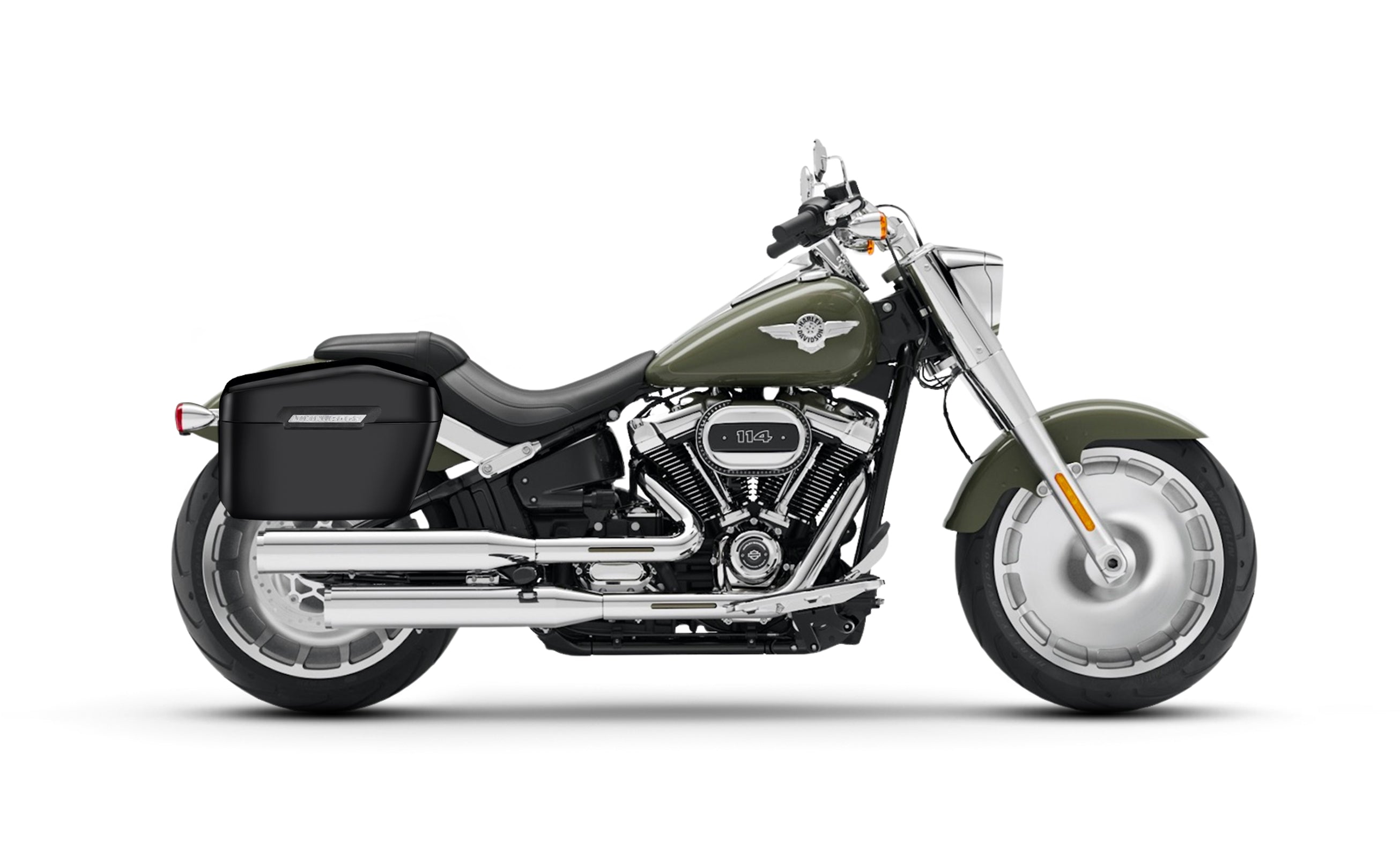 26L - Lamellar Blood Rider Large Matte Motorcycle Hard Saddlebags for Harley Softail Fat Boy FLFB/S @expand