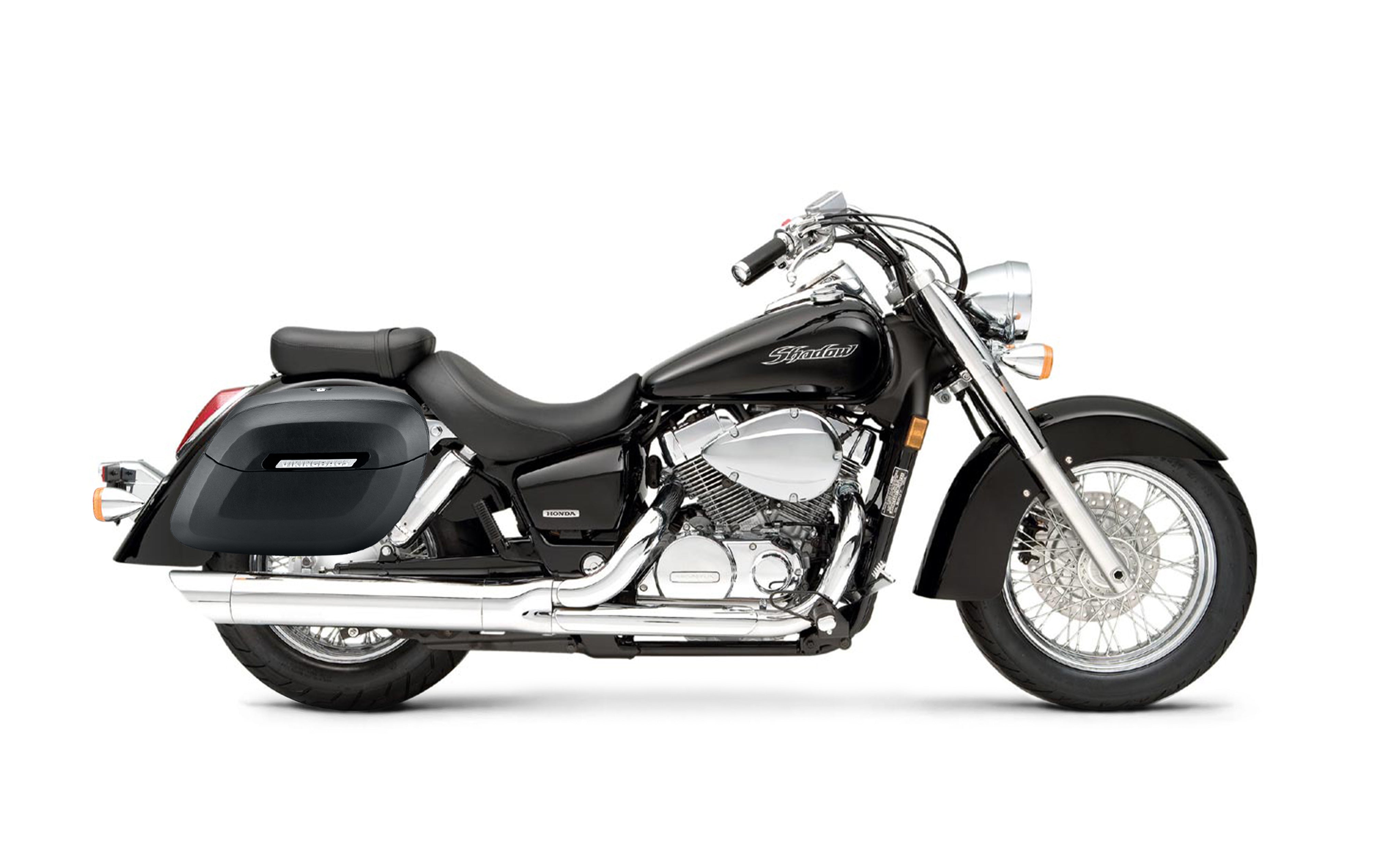 36L - Lamellar Raven XL Shock Cut-out Leather Covered Honda Shadow
