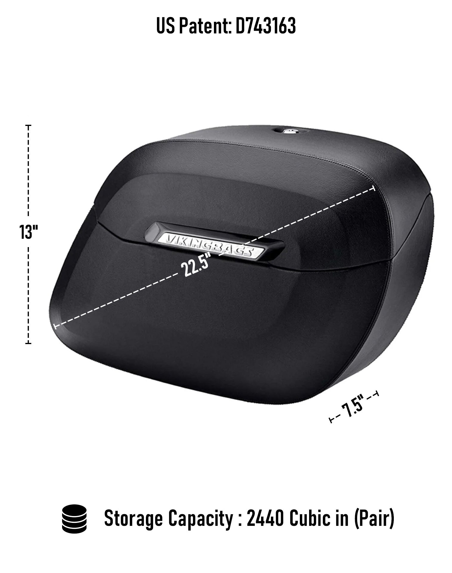 40L - Lamellar Raven XL Leather Covered Hard Saddlebags for Harley Softail Deadwood Storage Capacity
