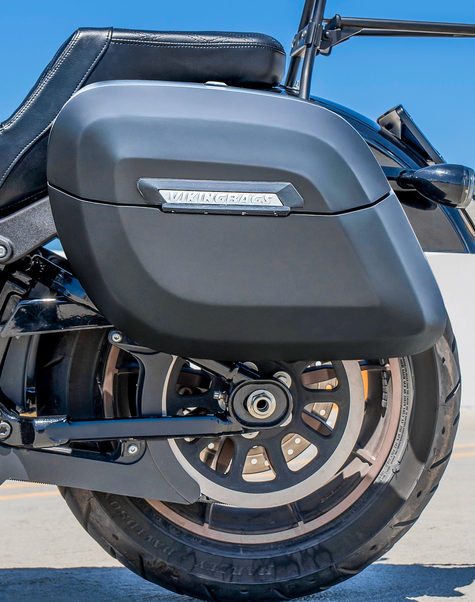 40L - Lamellar Raven Extra Large Matte Motorcycle Hard Saddlebags for Harley Softail Low Rider S FXLRS Lifestyle