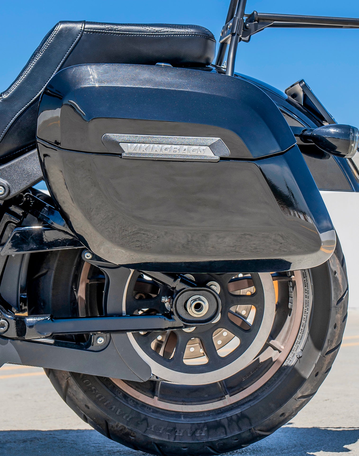 40L - Lamellar Raven Extra Large Painted Motorcycle Hard Saddlebags for Harley Softail Low Rider S FXLRS Lifestyle
