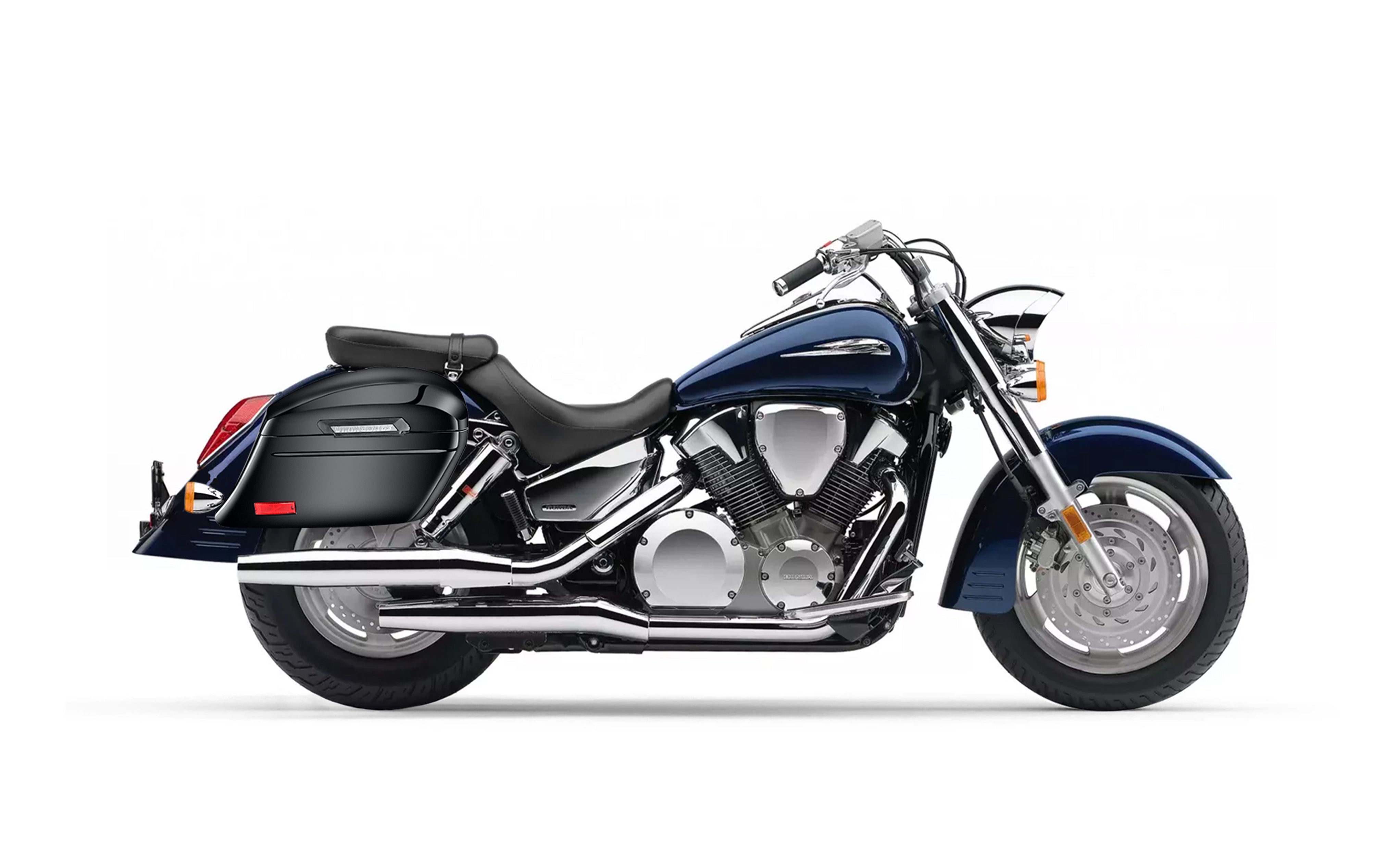 44L - Lamellar Stallion Extra Large Honda VTX 1300 R (Retro) Painted Motorcycle Hard Saddlebags Bag on Bike @expand