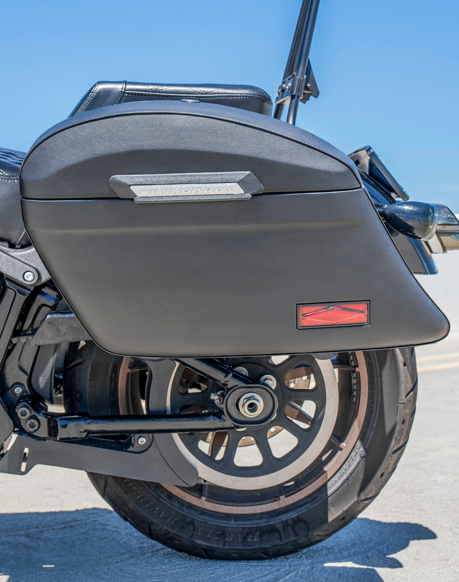 44L - Lamellar Stallion Extra Large Leather Covered Motorcycle Hard Saddlebags for Harley Softail Low Rider S FXLRS Lifestyle