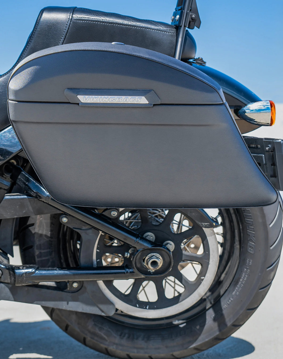 40L - Lamellar Stallion Extra Large Leather Covered Motorcycle Hard Saddlebags for Harley Softail Street Bob FXBB/S