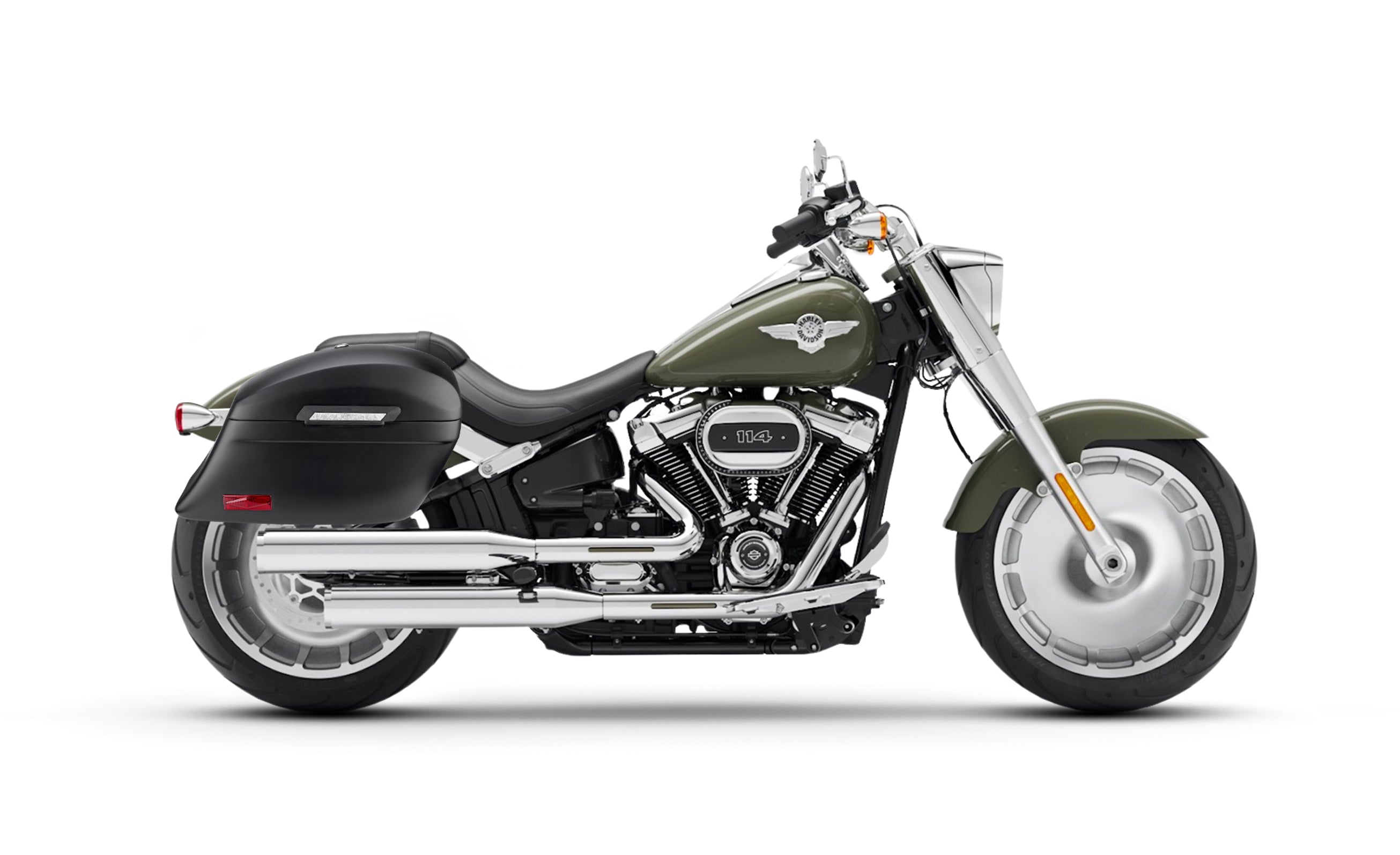 44L - Lamellar Stallion Extra Large Matte Motorcycle Hard Saddlebags for Harley Softail Fat Boy FLFB/S @expand
