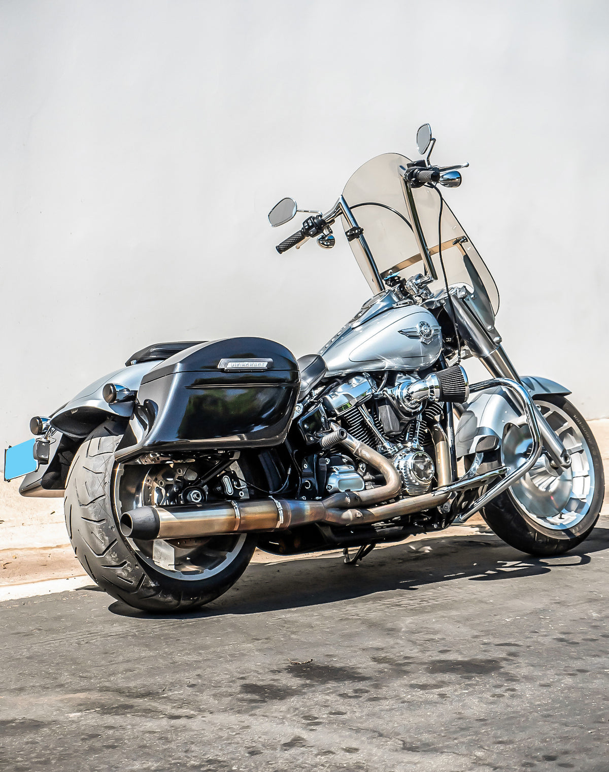 40L - Lamellar Stallion Extra Large Painted Motorcycle Hard Saddlebags for Harley Softail Fat Boy FLFB/S