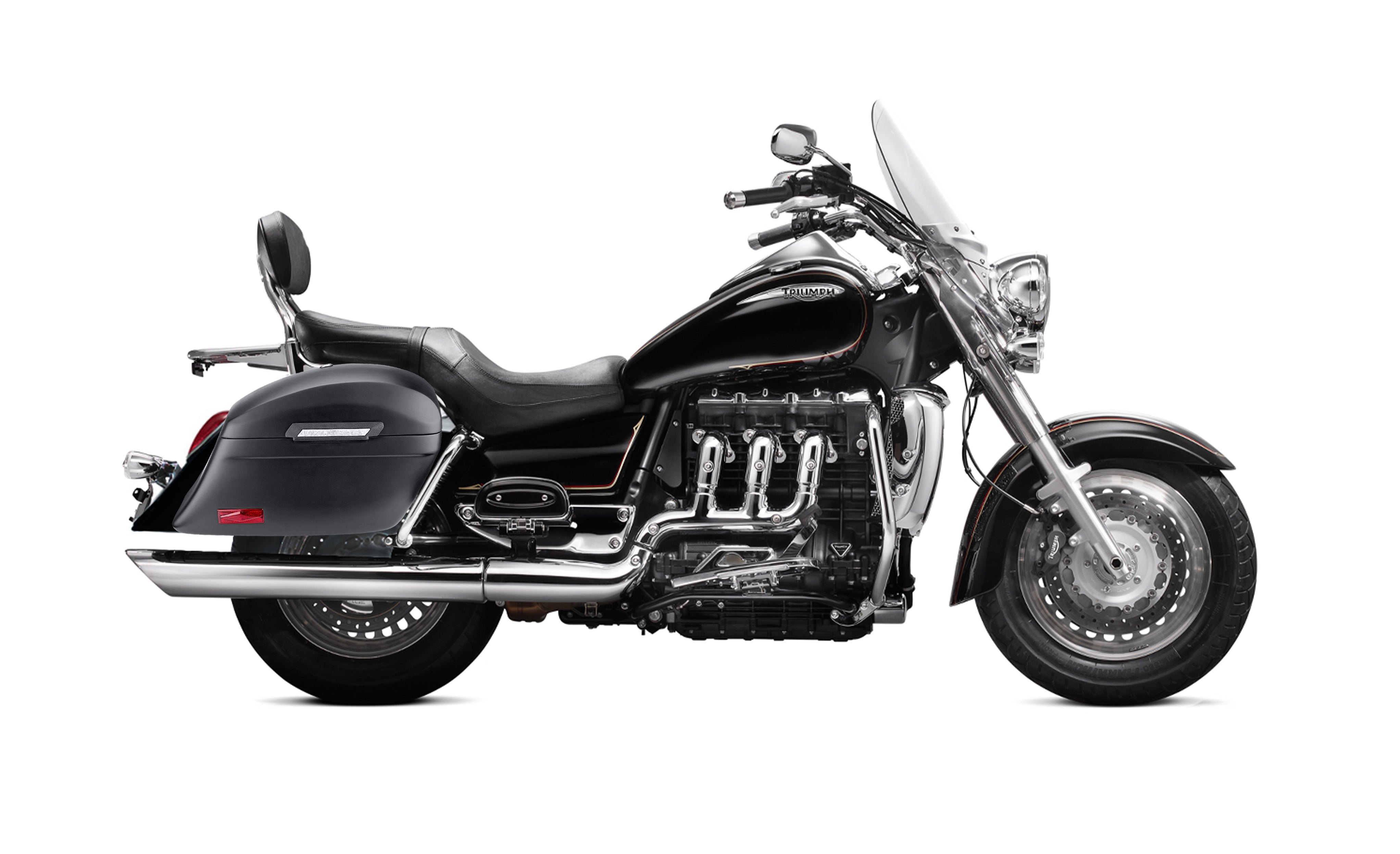44L - Lamellar Stallion Extra Large Triumph Rocket III Touring Matte Motorcycle Hard Saddlebags Bag on Bike @expand