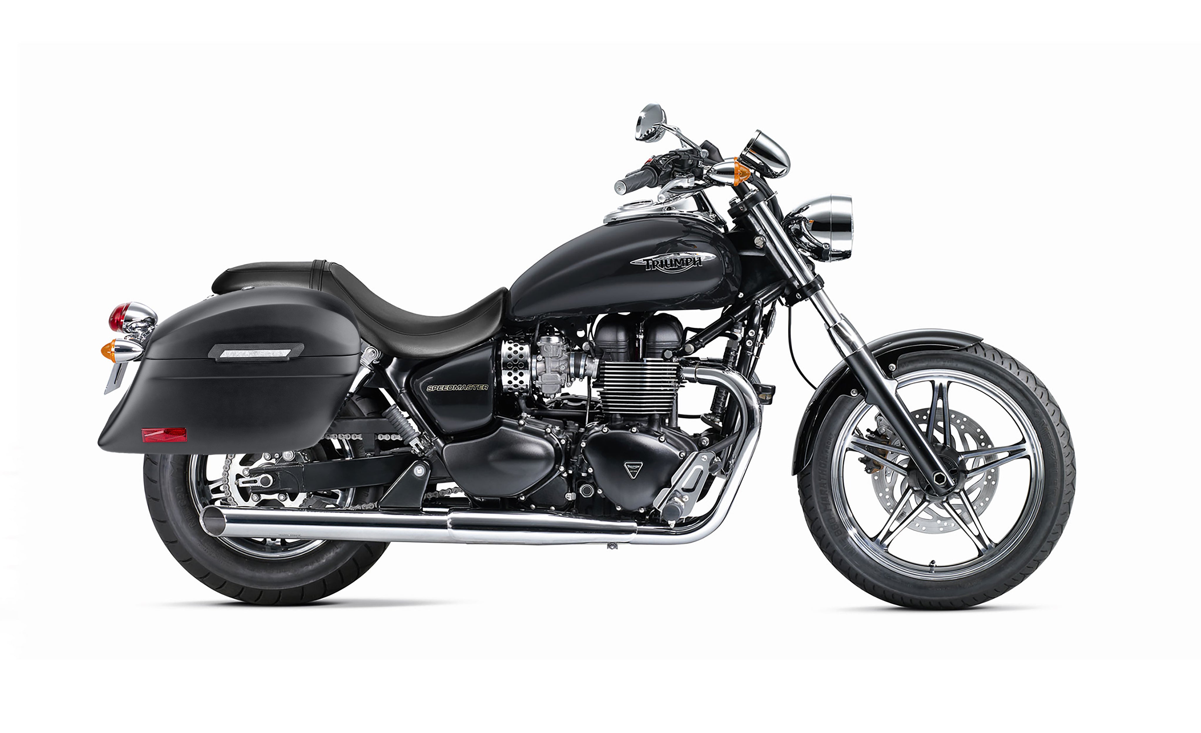 44L - Lamellar Stallion Extra Large Triumph Speedmaster (2003-17) Matte Hard Saddlebags Bag on Bike @expand