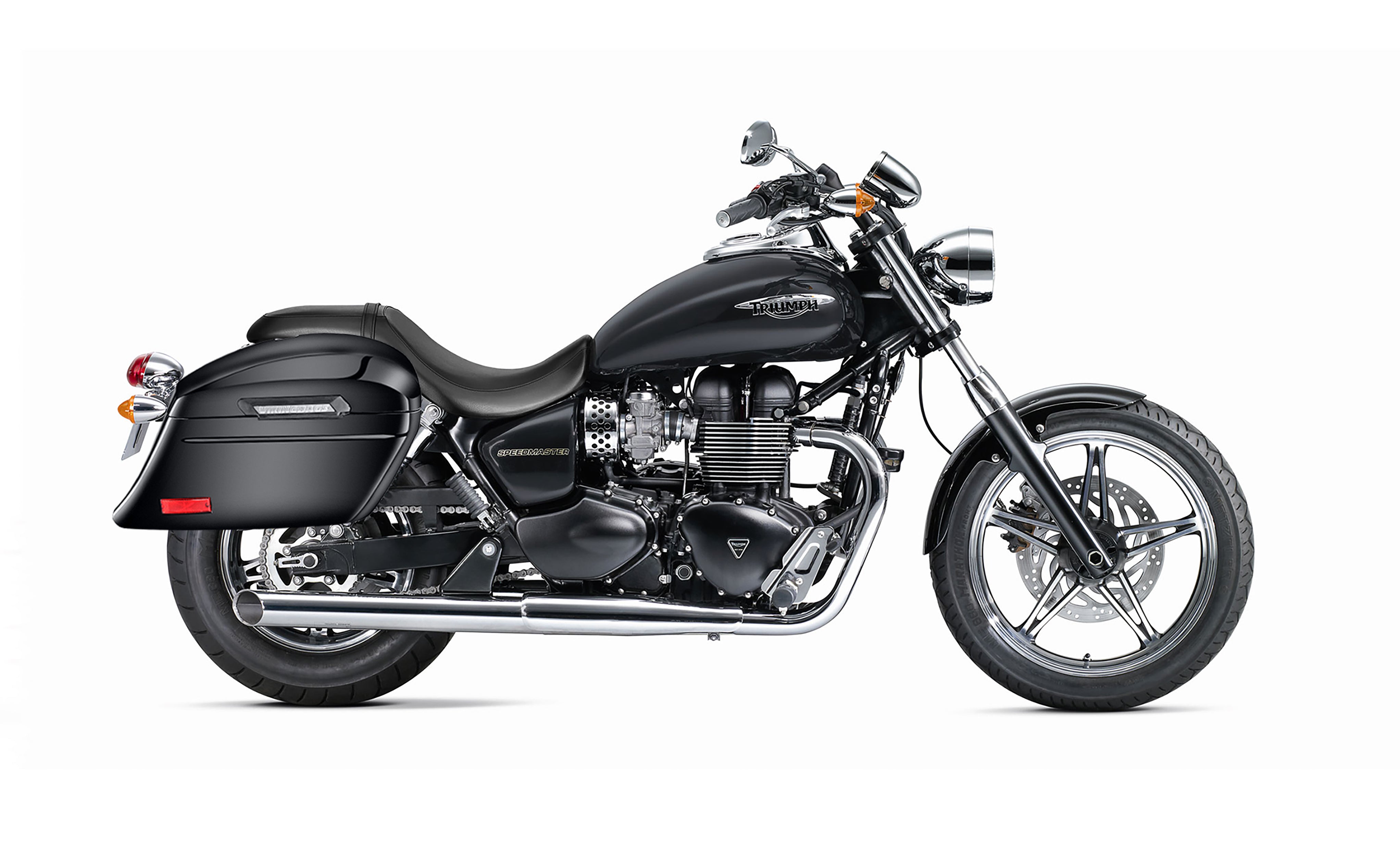 44L - Lamellar Stallion Extra Large Triumph Speedmaster (2003-17) Painted Hard Saddlebags Bag on Bike @expand