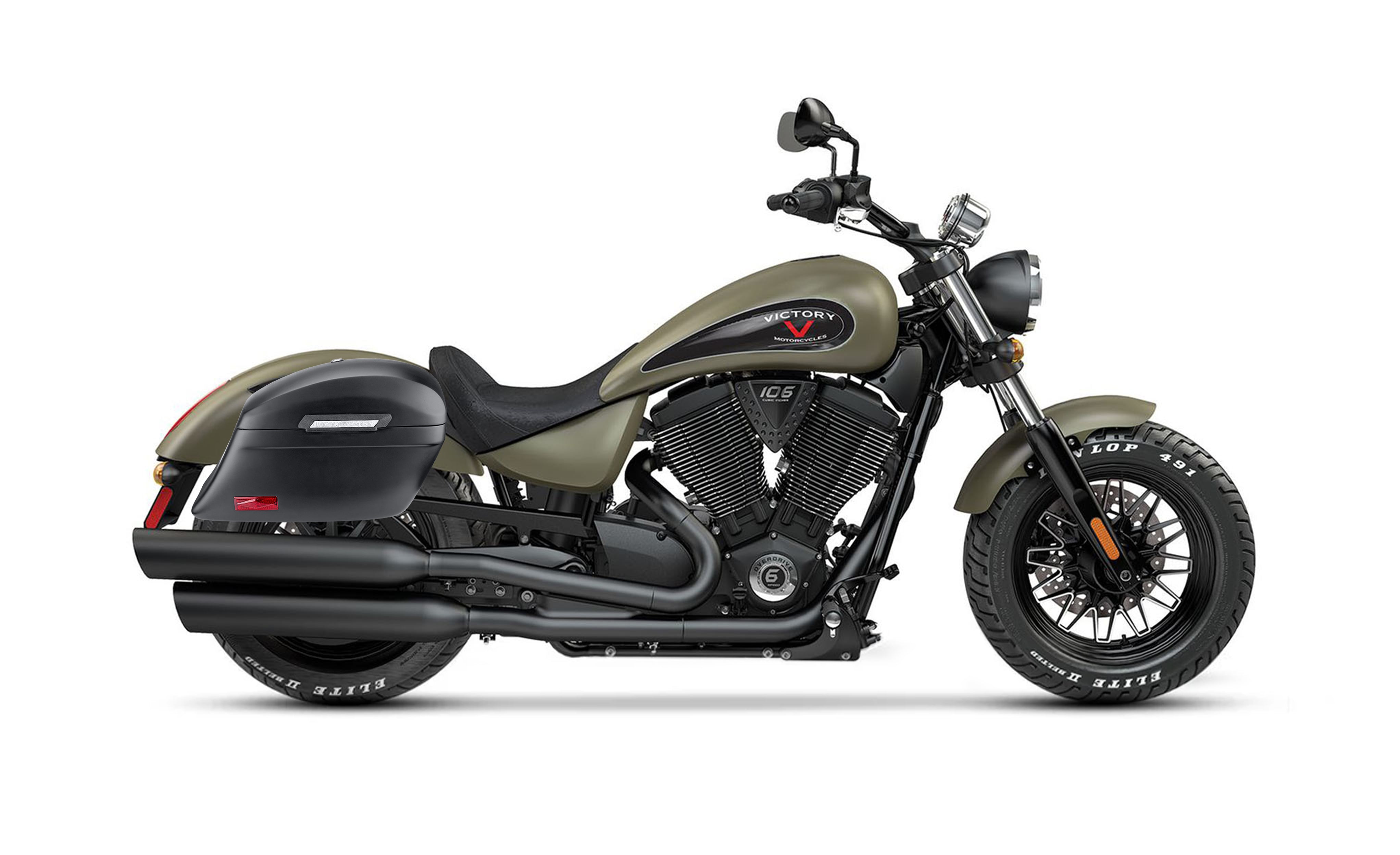 44L - Lamellar Stallion Extra Large Victory Gunner Matte Motorcycle Hard Saddlebags Bag on Bike @expand