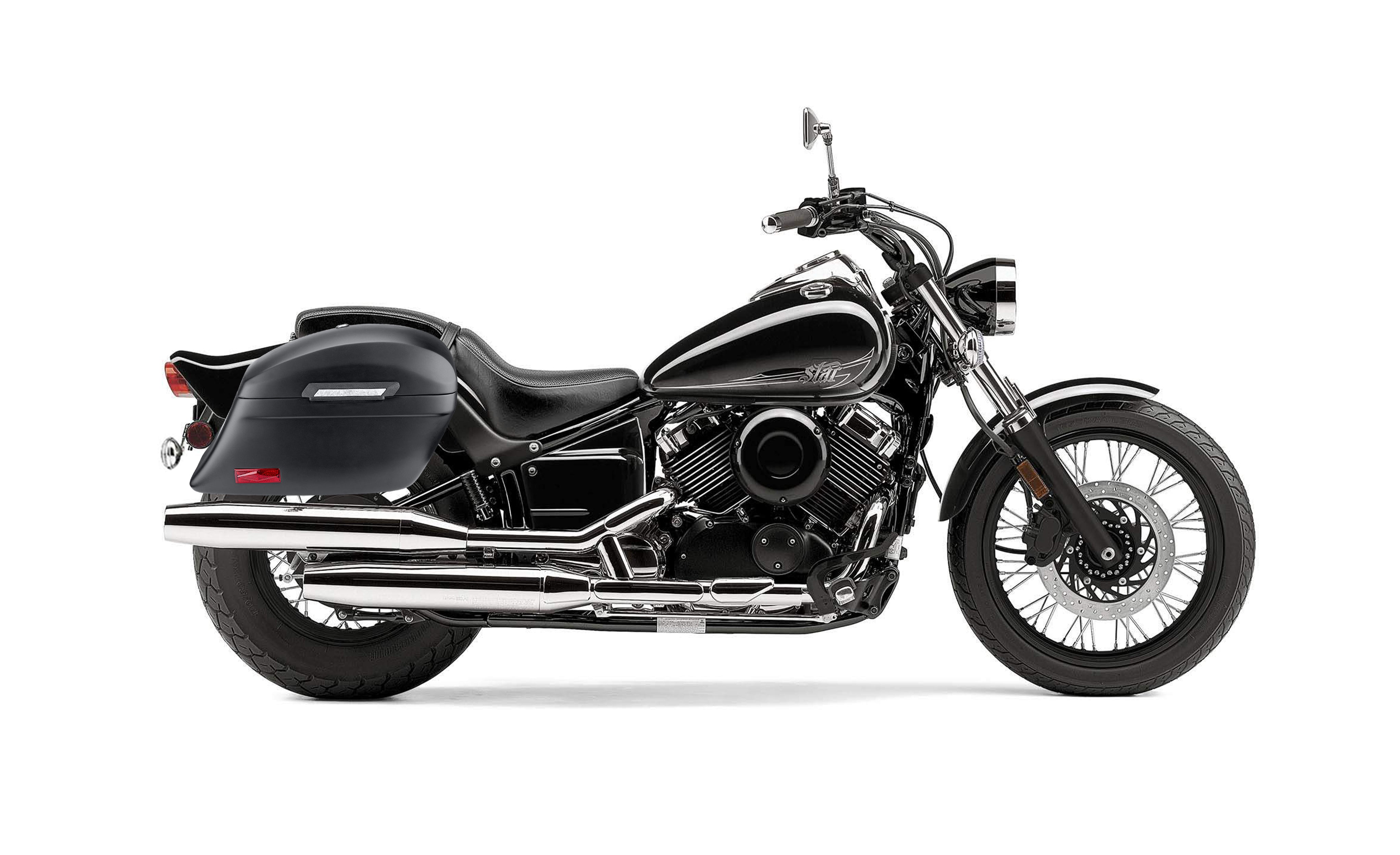 44L - Lamellar Stallion Extra Large Yamaha V Star 650 Custom XVS65T Matte Motorcycle Hard Saddlebags Bag on Bike @expand