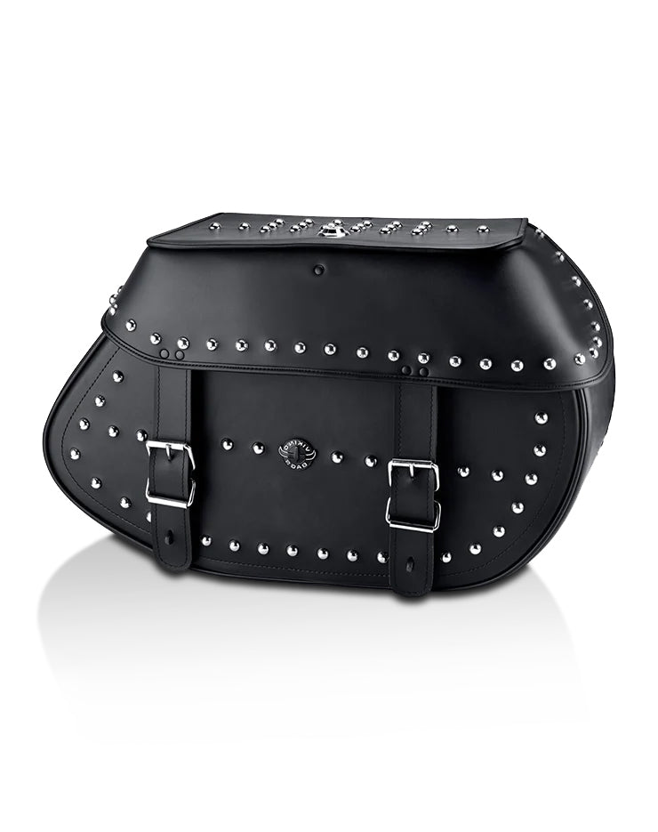 Viking Legacy Extra Large Studded Leather Motorcycle Saddlebags For Harley Softail Breakout 114 Fxbr S Main View