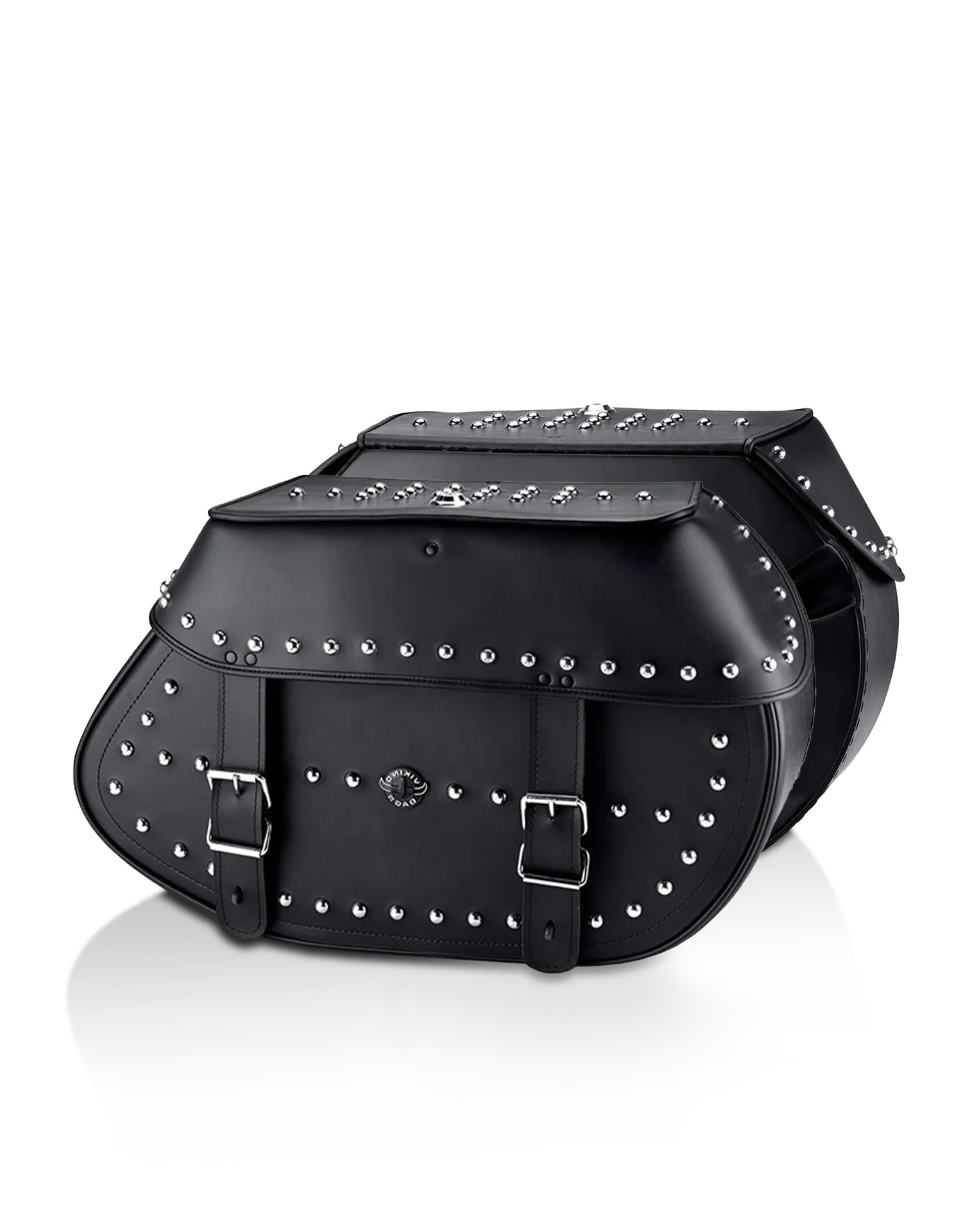 35L - Legacy XL Studded Leather Motorcycle Saddlebags for Harley Softail Deadwood