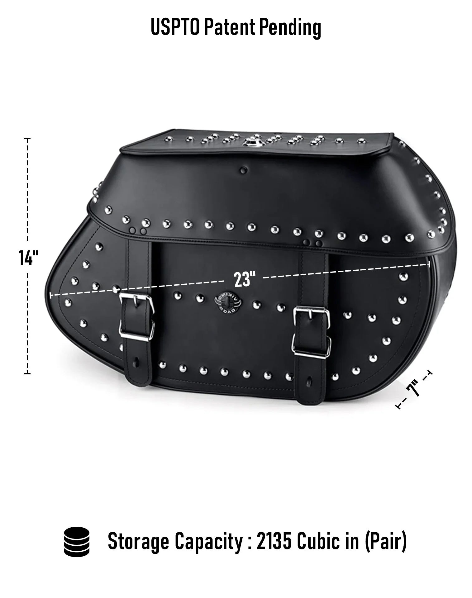 35L - Legacy XL Studded Leather Motorcycle Saddlebags for Harley Softail Deadwood Storage Capacity