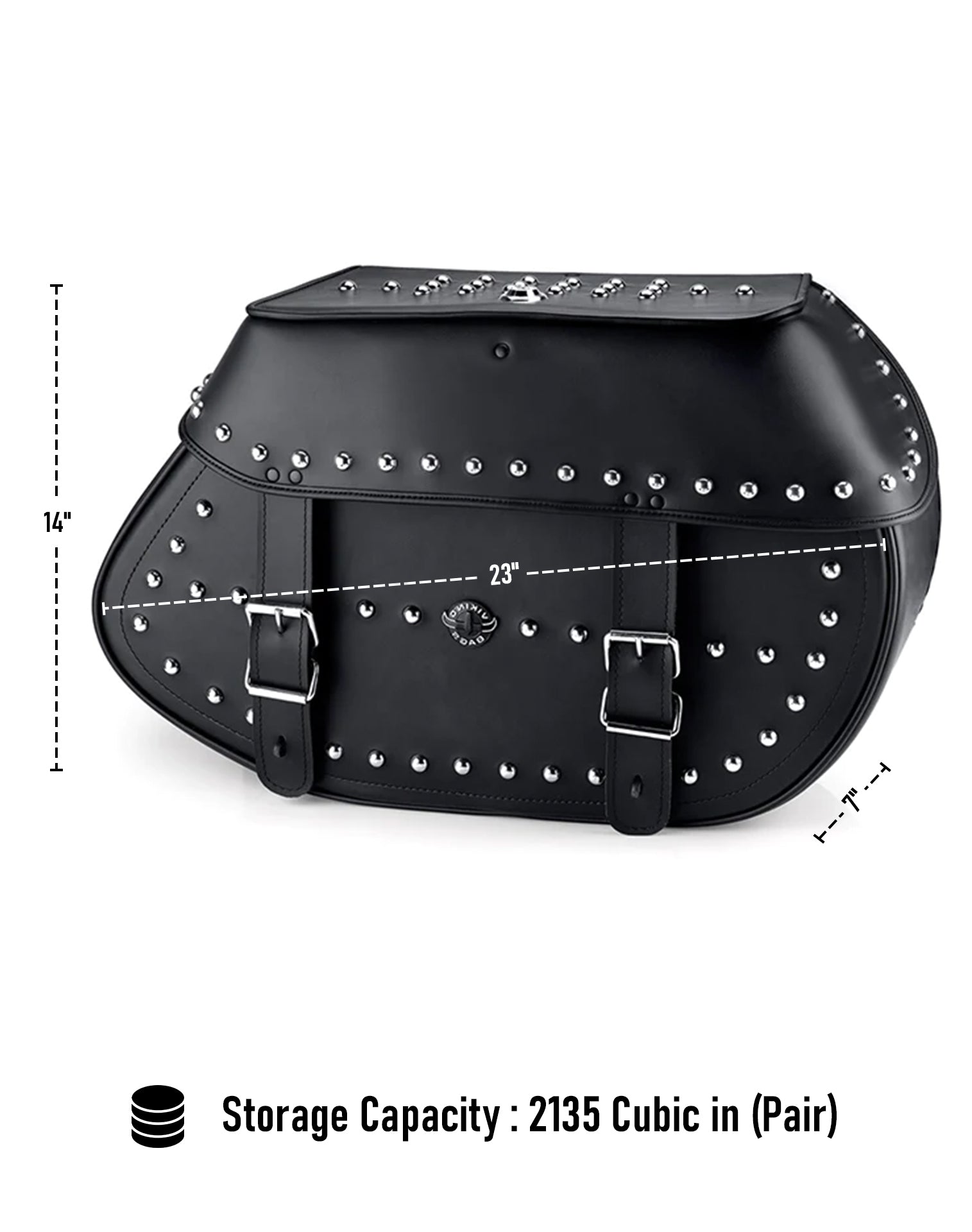 Viking Legacy Extra Large Studded Leather Motorcycle Saddlebags For Harley Softail Slim Can Store Your Ridings Gears