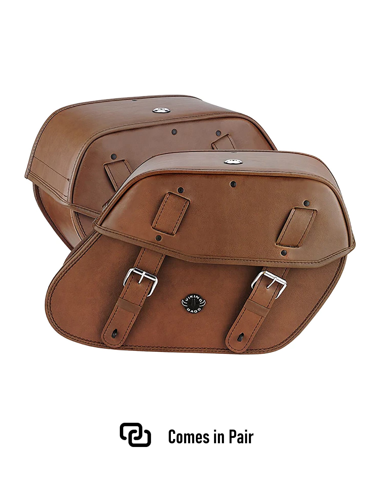 Viking Odin Brown Large Leather Motorcycle Saddlebags For Harley Softail Cross Bones Flstsb Weather Resistant Bags Comes in Pair