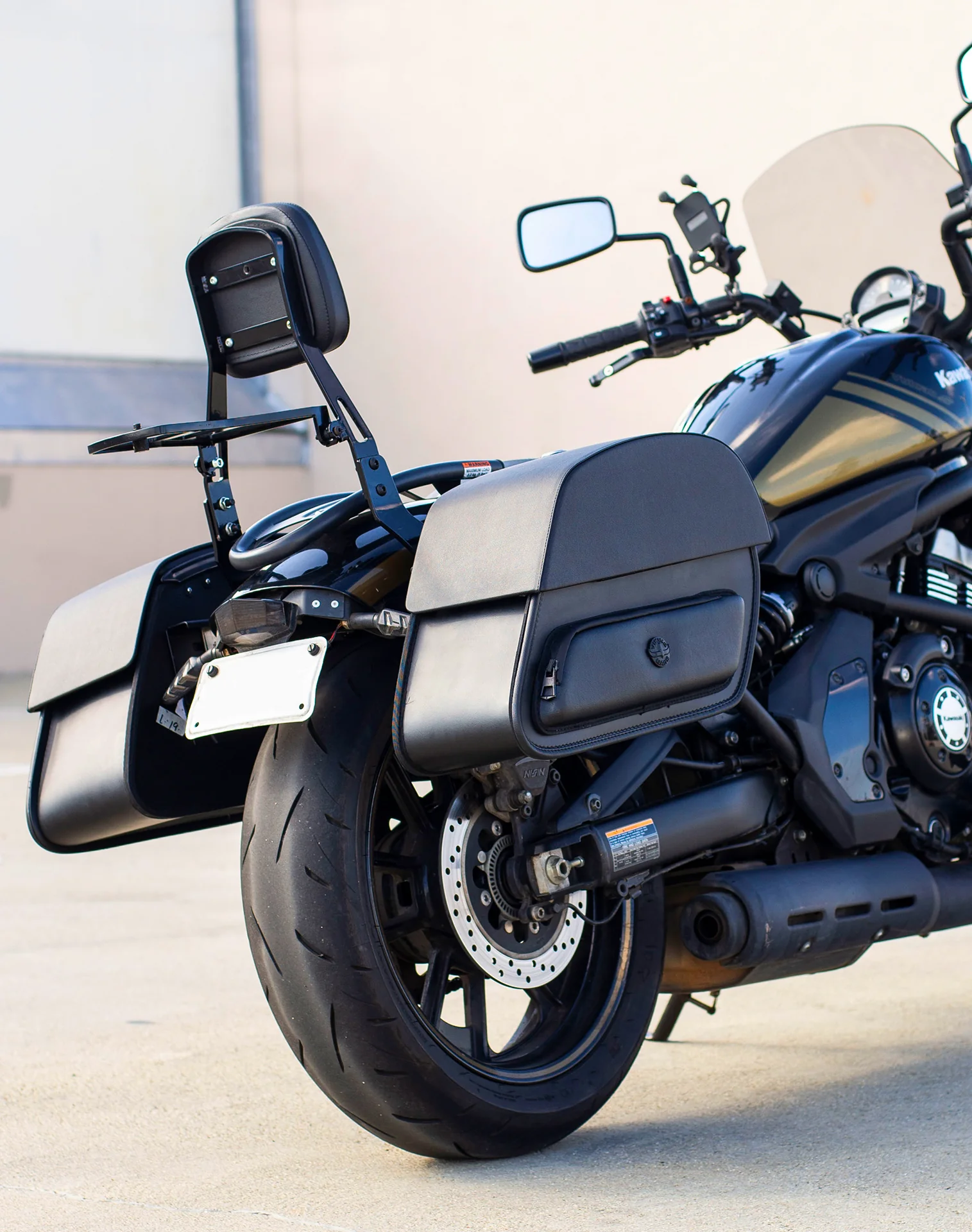 Viking Pantheon Medium Kawasaki Vulcan S Leather Motorcycle Saddlebags are Durable