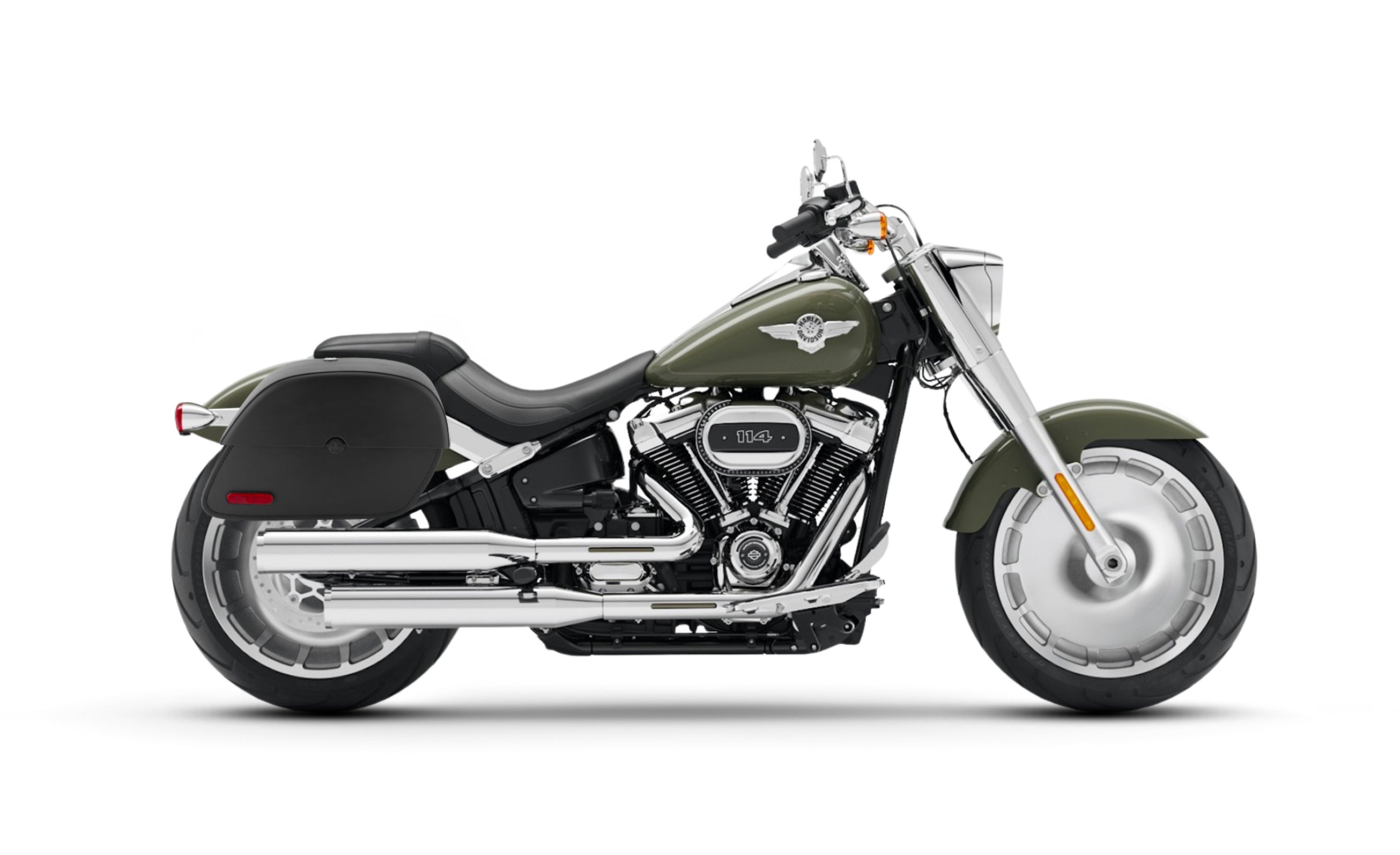 28L - Panzer Medium Motorcycle Saddlebags for Harley Davidson Softail Fat Boy FLFB/S @expand
