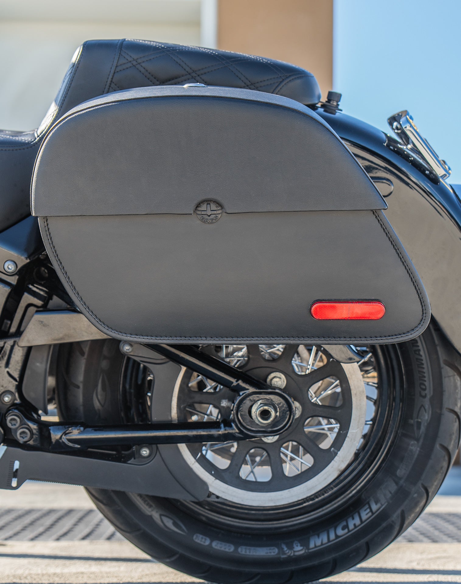 28L - Panzer Medium Hard Mount Saddlebags for Harley Softail Heritage FLHC/S Lifestyle