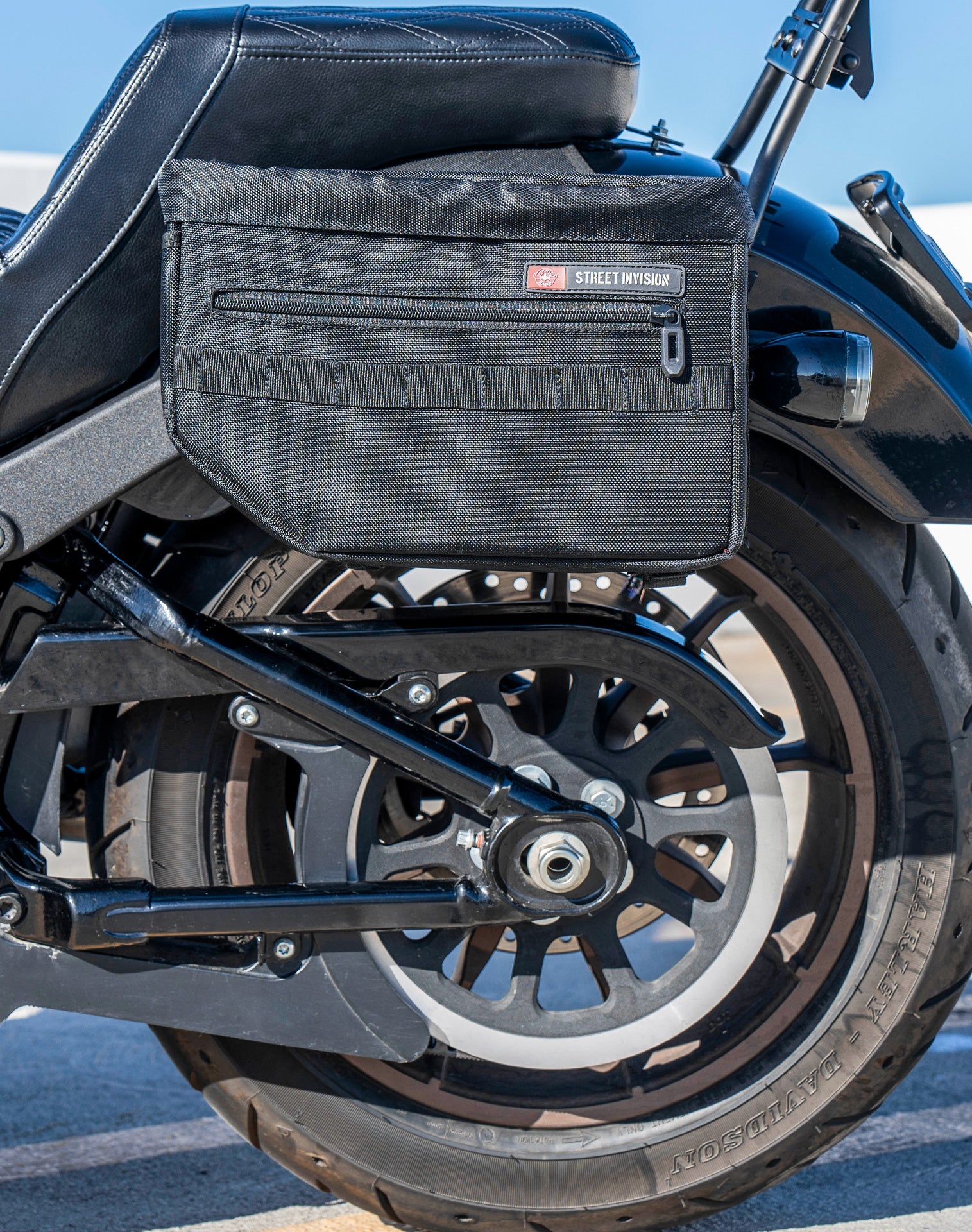 18L - Patriot Medium Motorcycle Throw Over Saddlebags for Harley Softail Low Rider S FXLRS Lifestyle