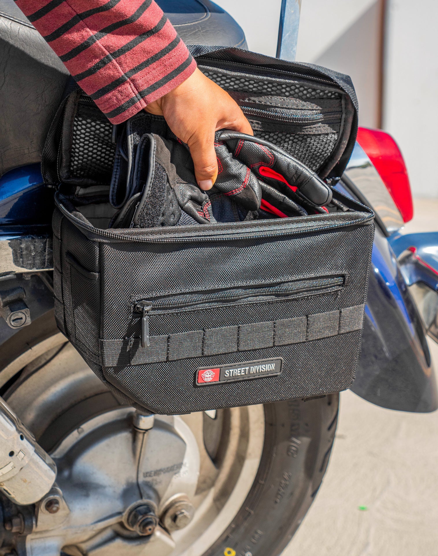 10L - Patriot Small Honda Shadow 1100 Sabre Throw Over Saddlebags Life Style 4