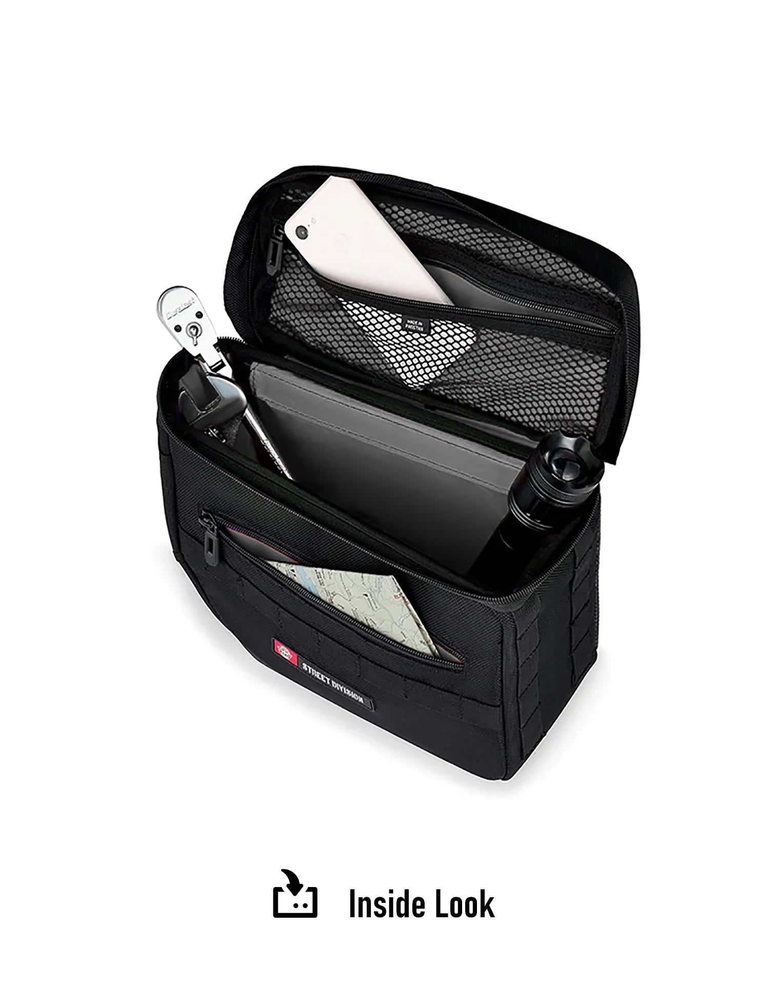 10L - Patriot Small Motorcycle Throw Over Saddlebags for Harley Softail Cross Bones FLSTSB Inside Look